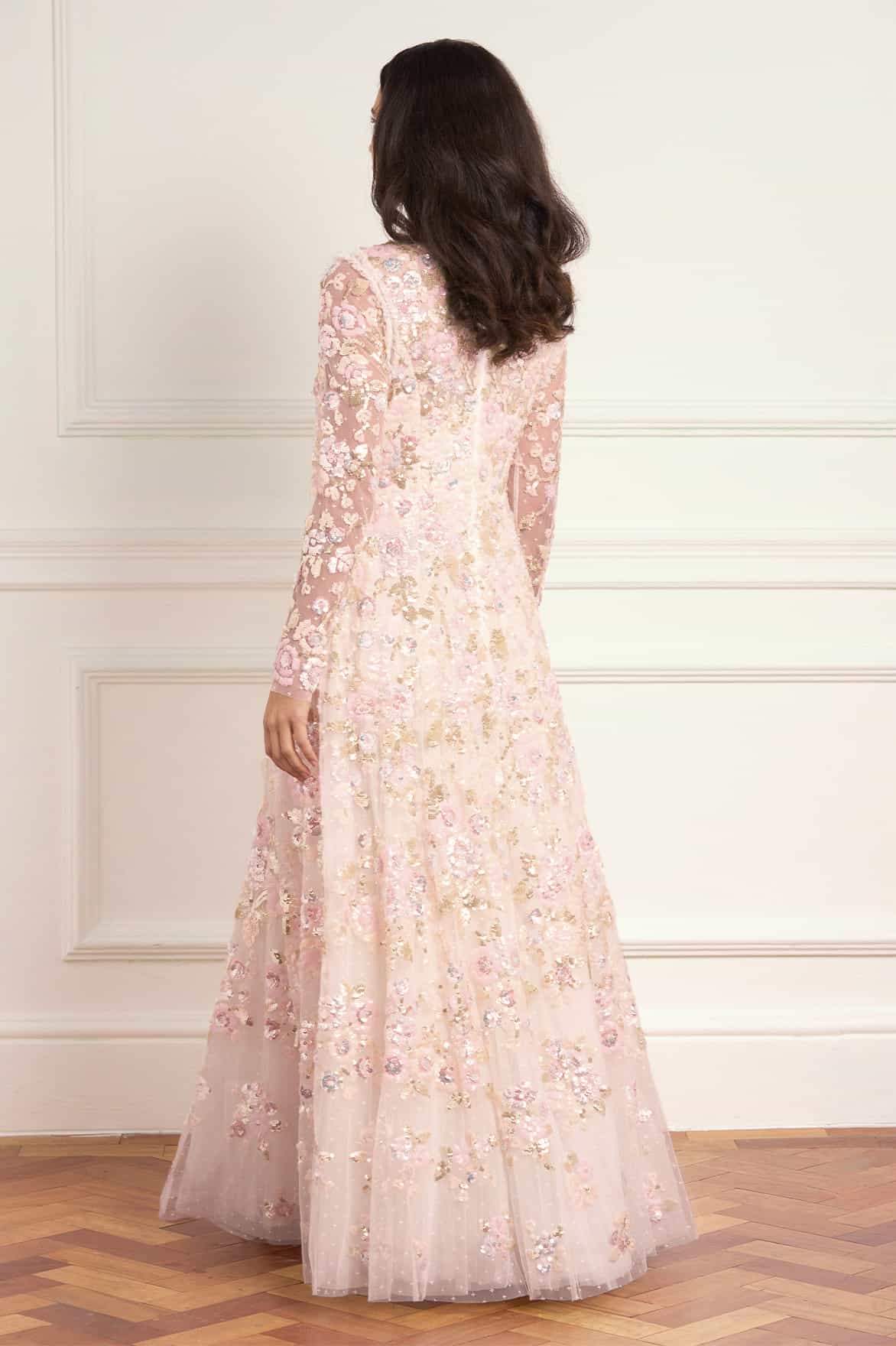 Needle & Thread Sequin Paradise V-Neck Gown suknia różowa