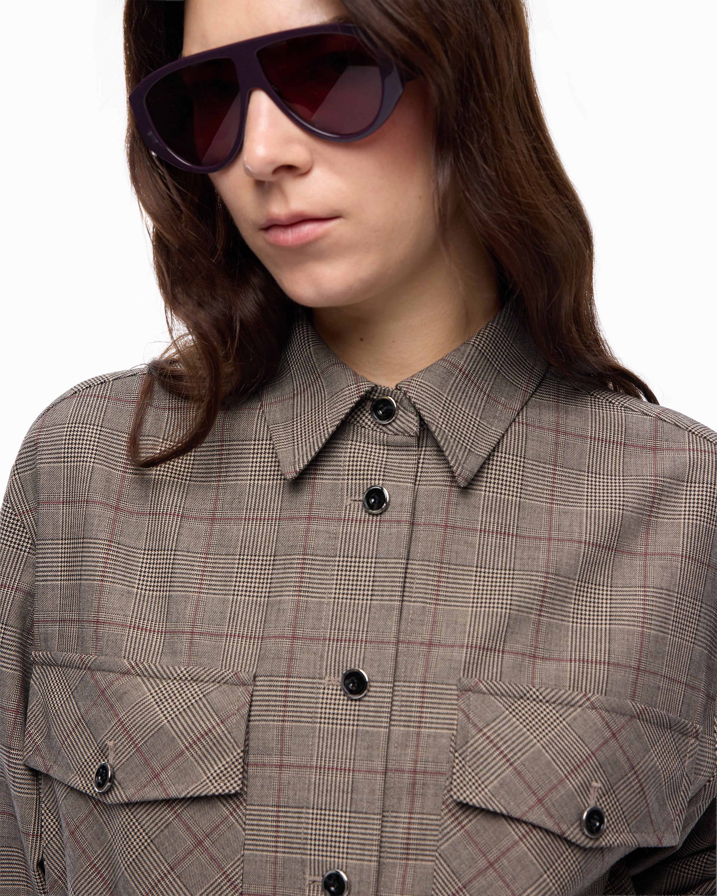 Pinko Oncidium Overshirt krata wełna krótka koszula