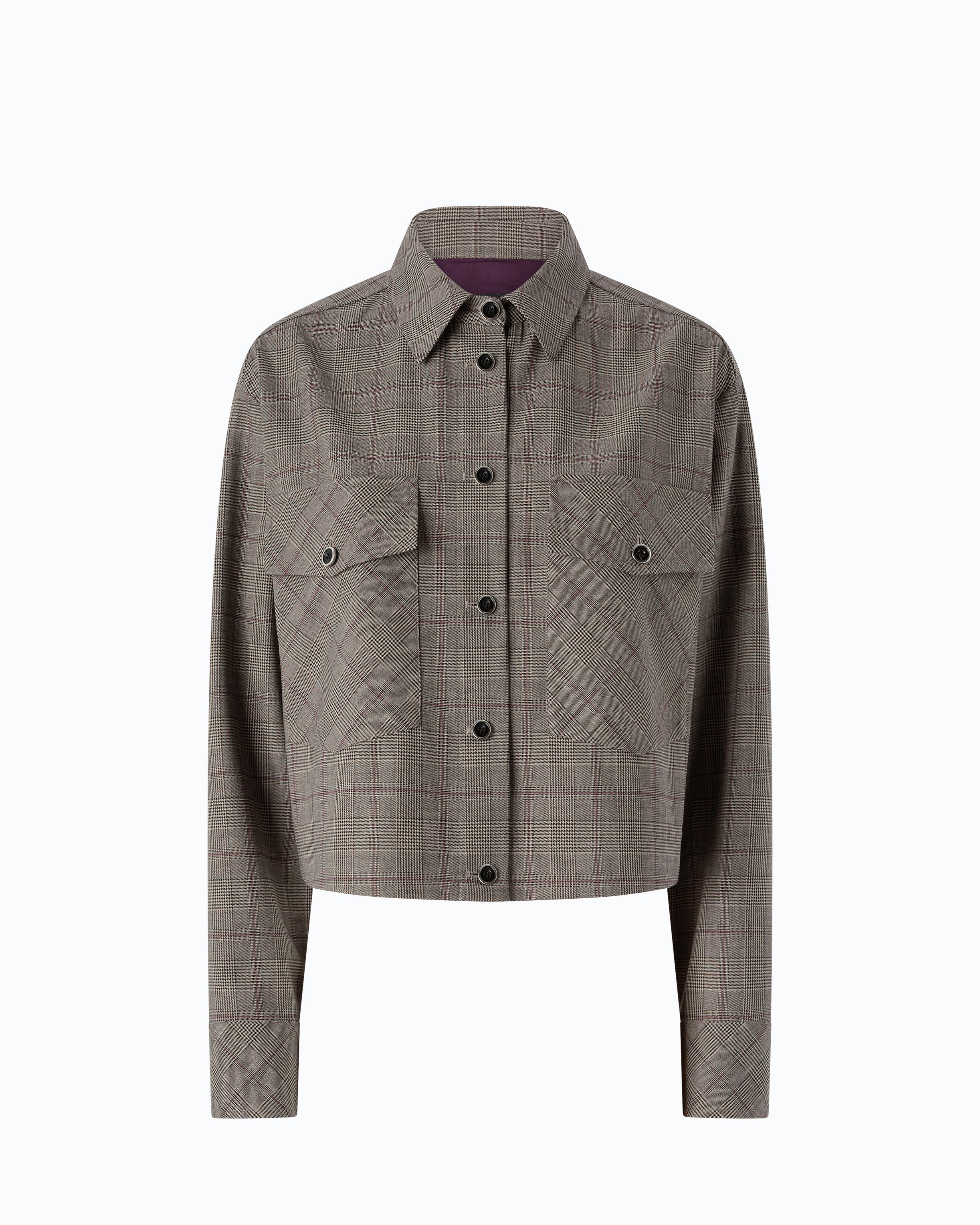 Pinko Oncidium Overshirt krata wełna krótka koszula