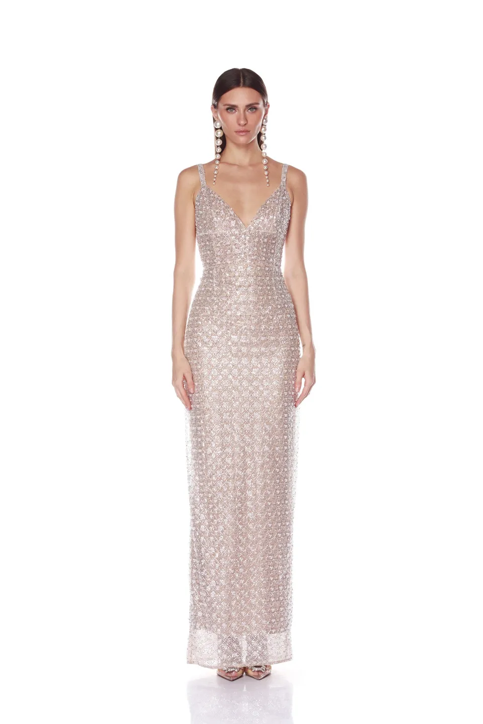 Bronx and Banco Allegra sukienka maxi srebrna cekiny