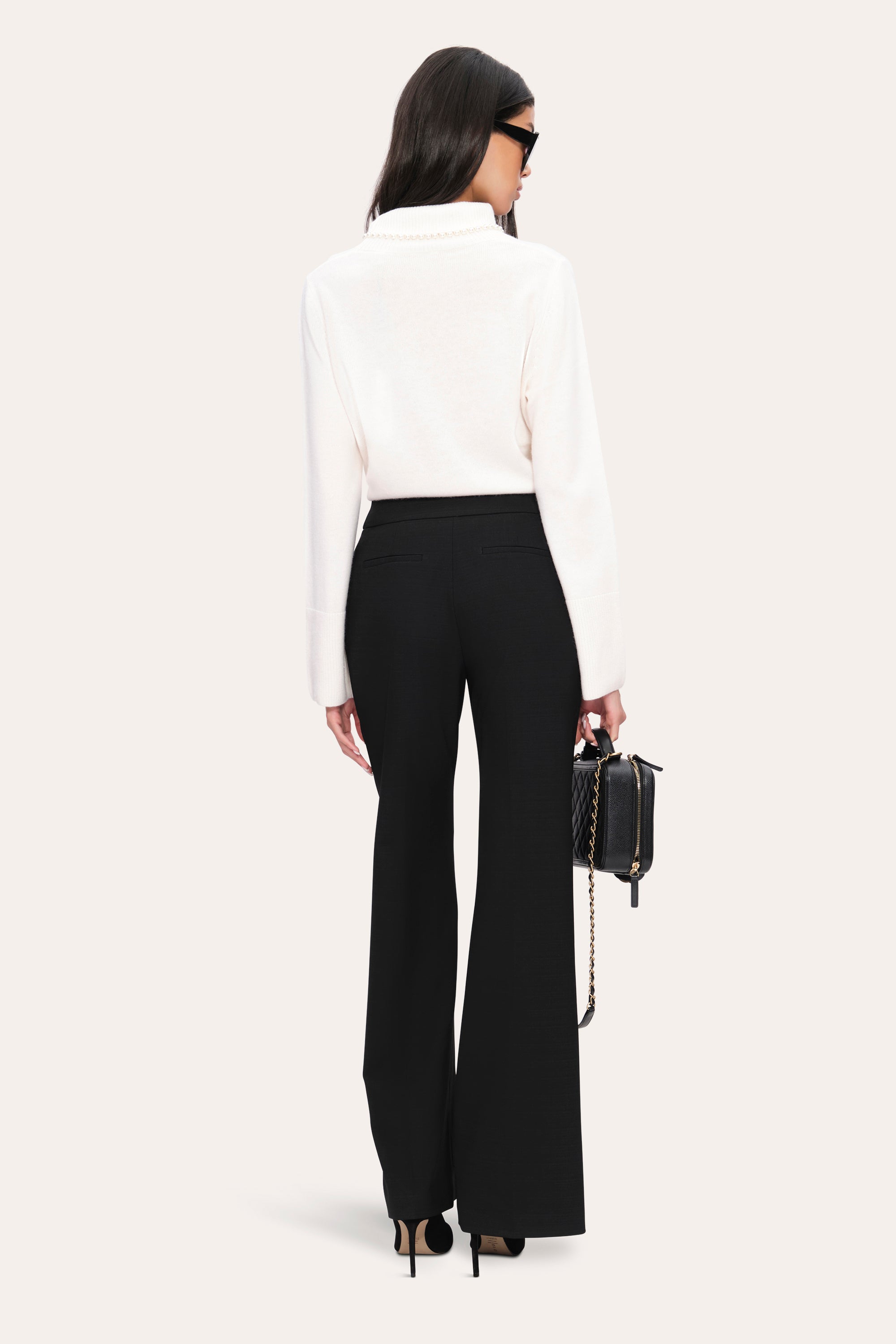 Elie Tahari Pearl sweter kaszmirowy Snow golf perłowy