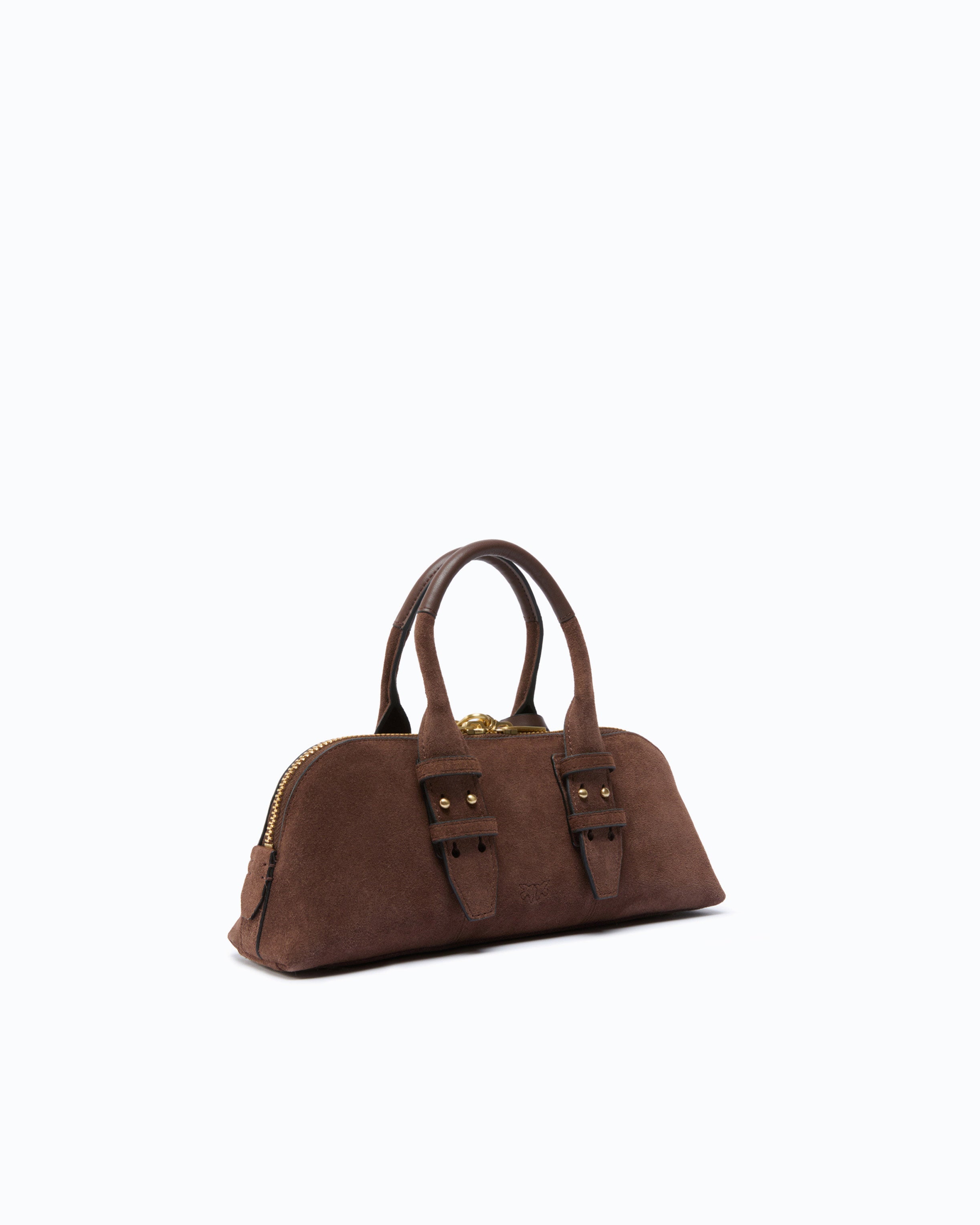 Pinko Escape Bag torebka bowling brązowa zamsz