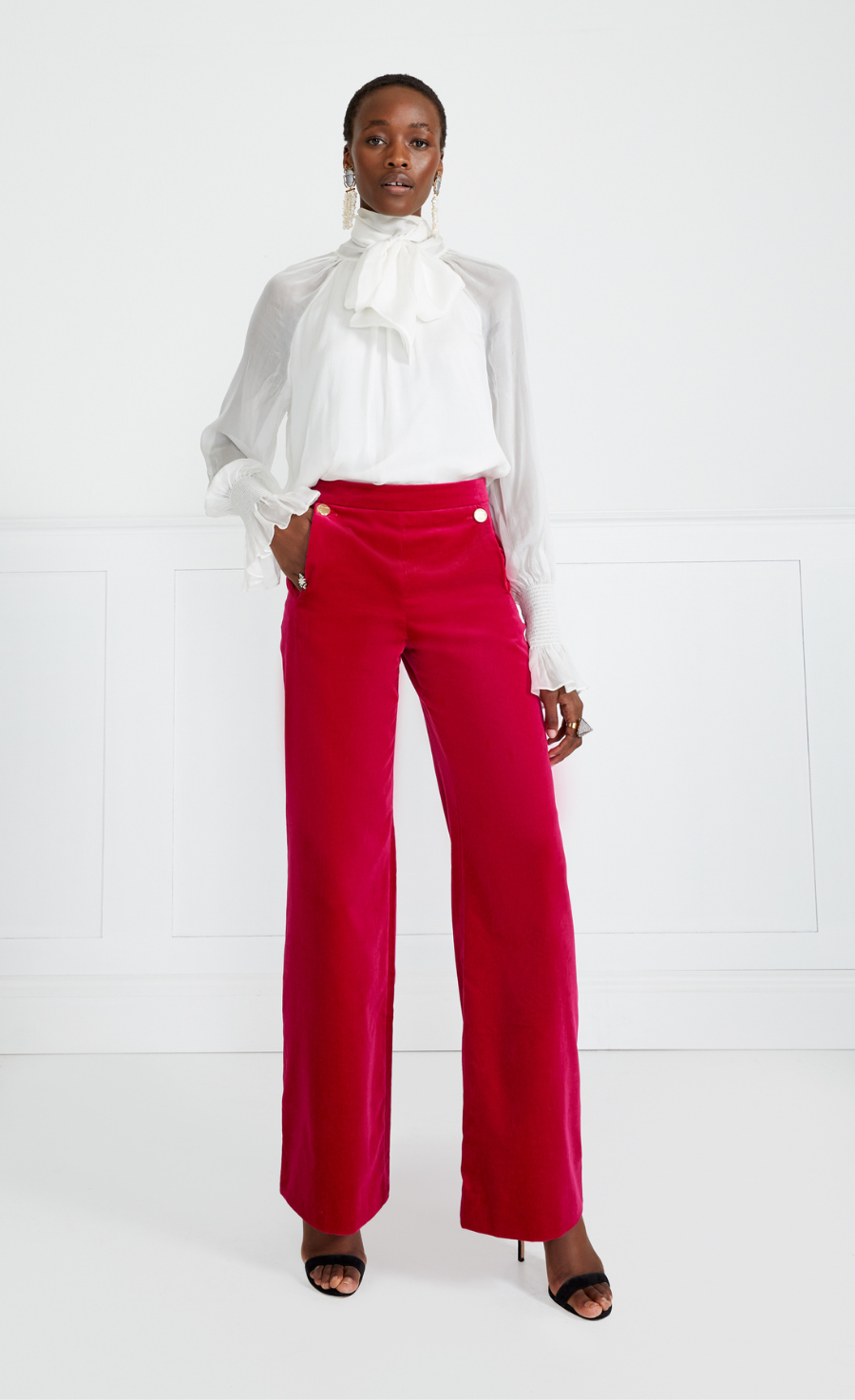 Temperley London Clove spodnie welur różowe