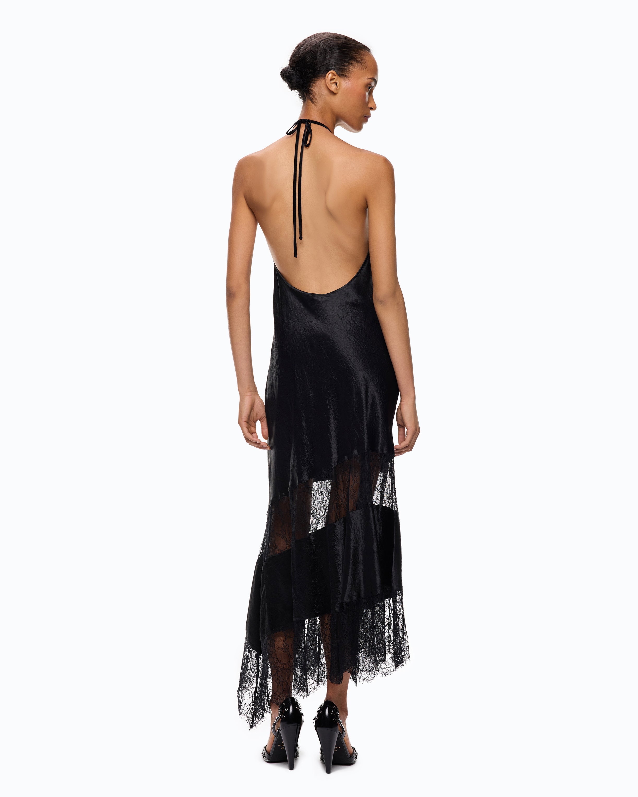 Pinko Forester Dress sukienka midi satynowa koronka