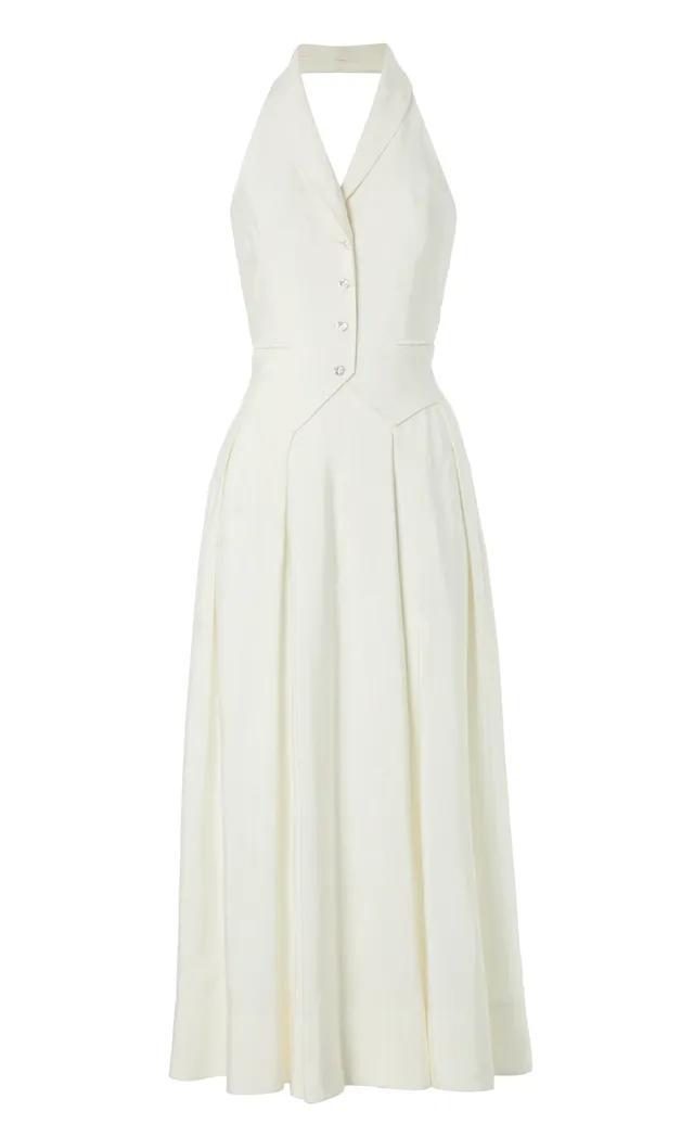 Temperley London Elodie sukienka koktajlowa biała halter