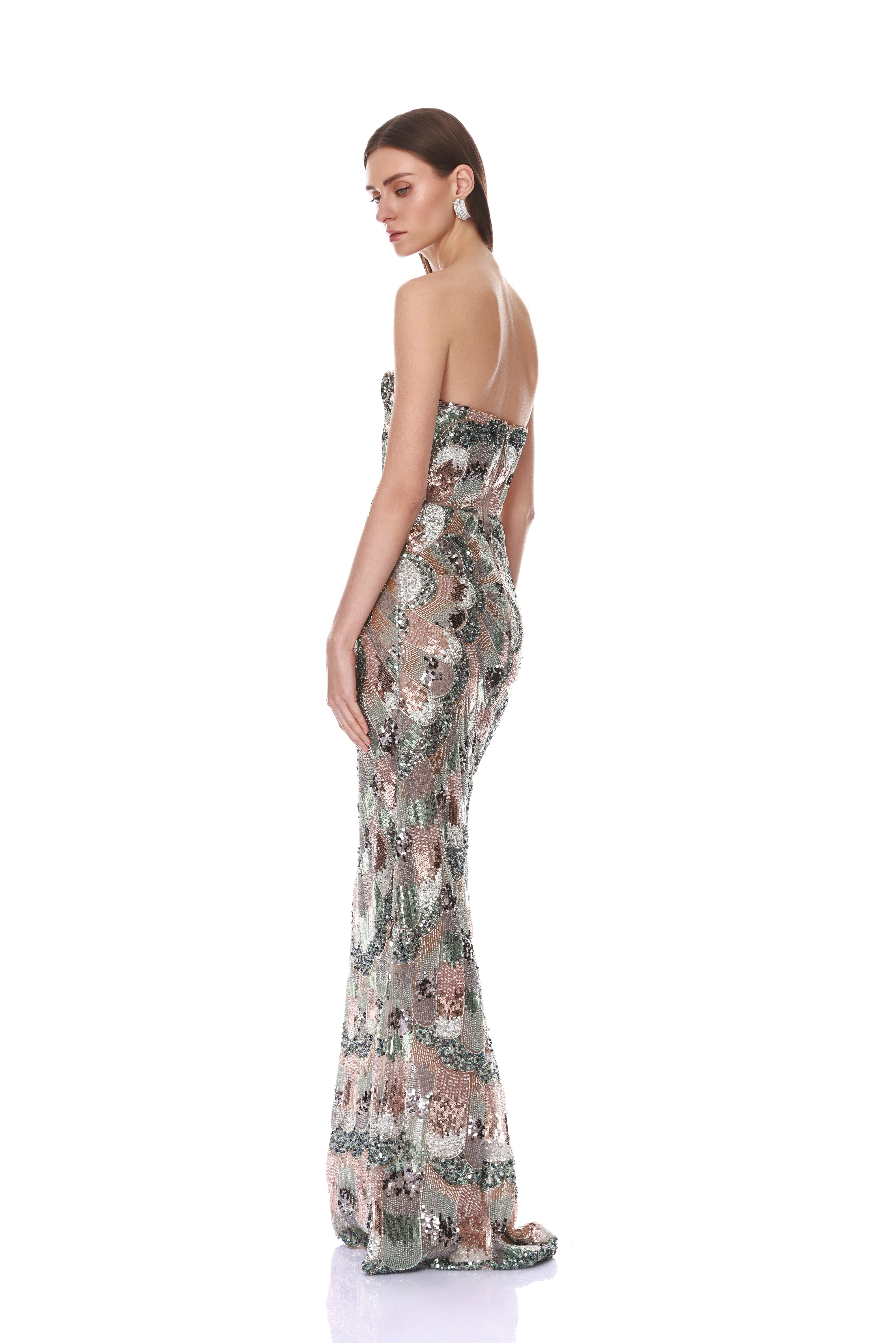 Bronx and Banco Strapless Embellished sukienka maxi niebieska