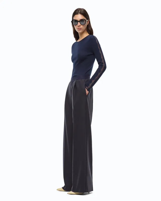 Pinko Phaius Pants spodnie palazzo niebieskie wełniane