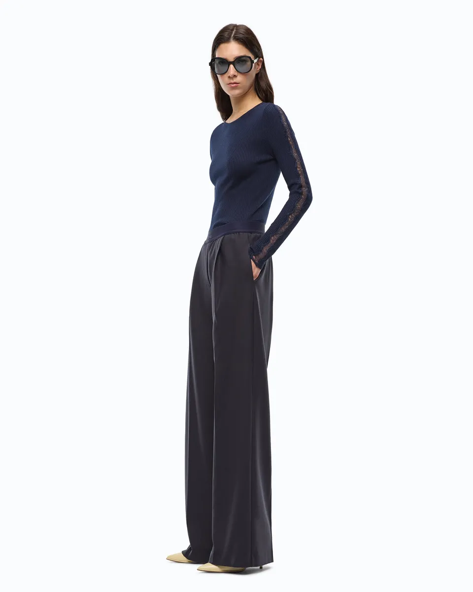 Pinko Phaius Pants spodnie palazzo niebieskie wełniane