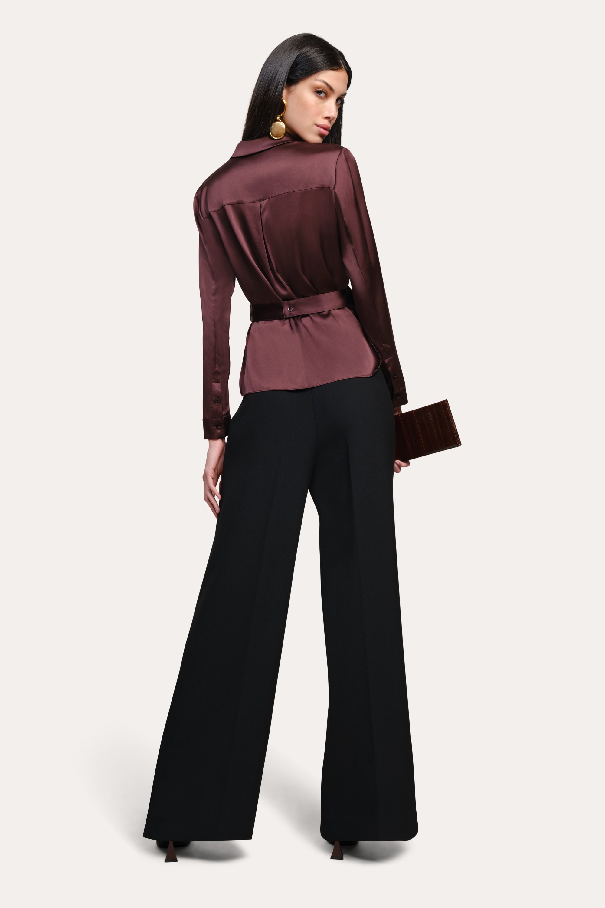 Elie Tahari Violette bluzka Aubergine jedwab