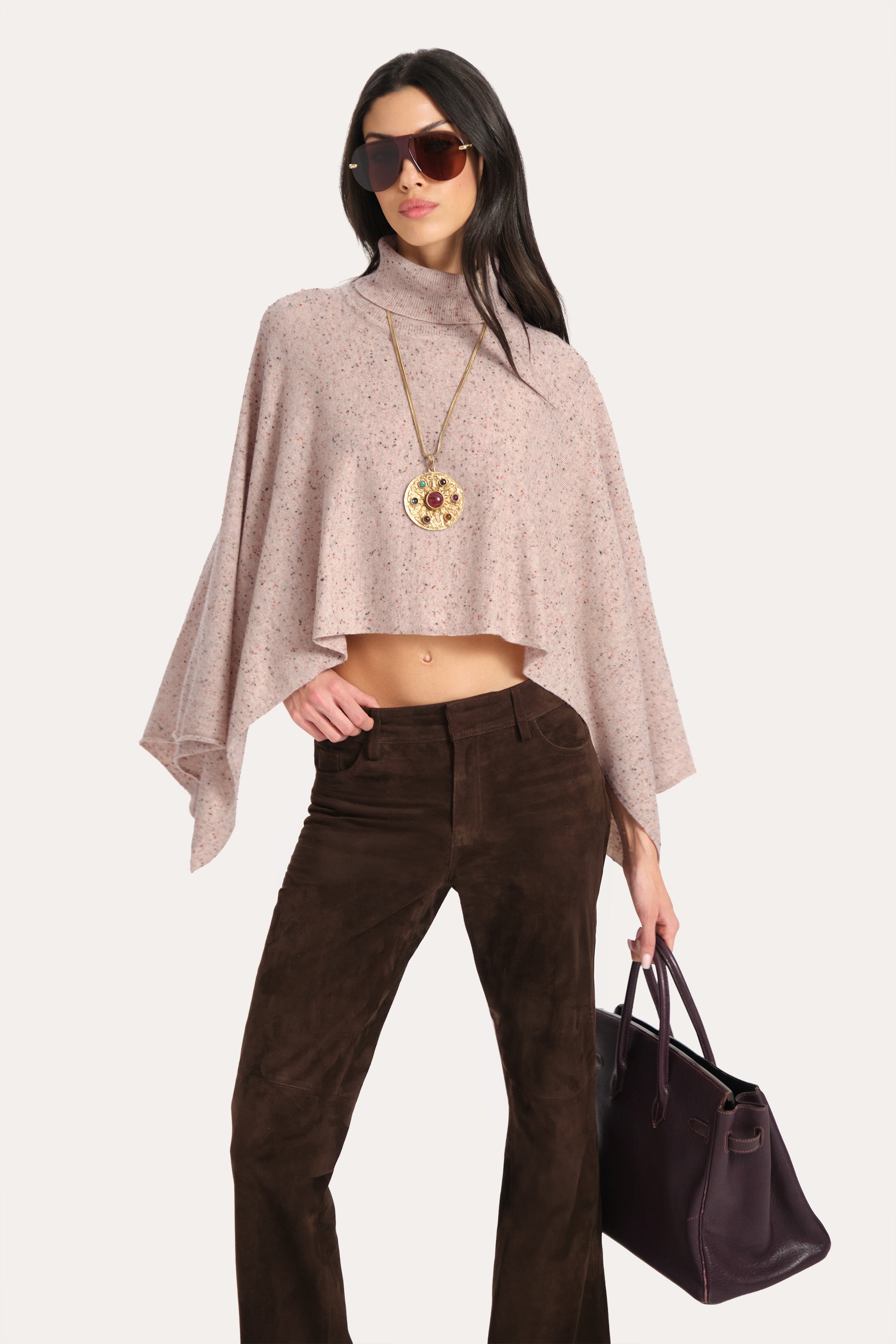 Elie Tahari Kennedy ponczo kaszmirowe Strawberry