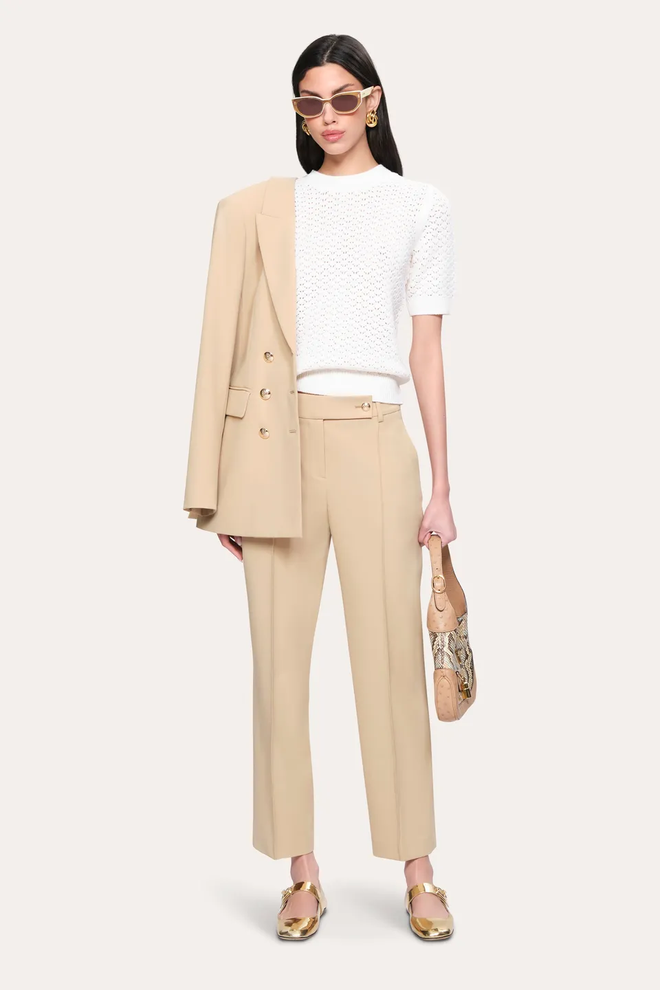 Elie Tahari Jasmine spodnie cygaretki Toffee wąskie
