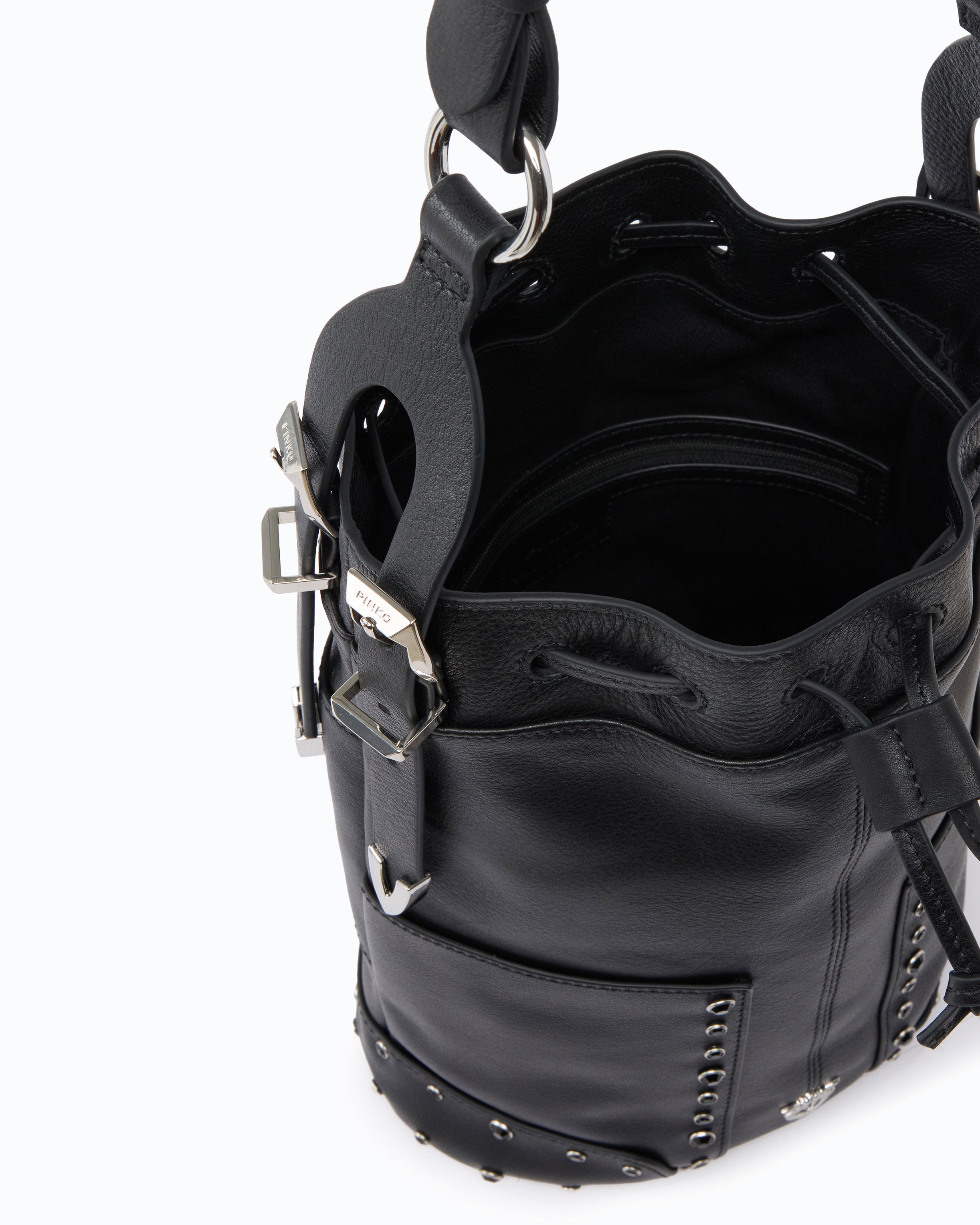 Pinko Bucket Mini Patch torebka czarna skóra