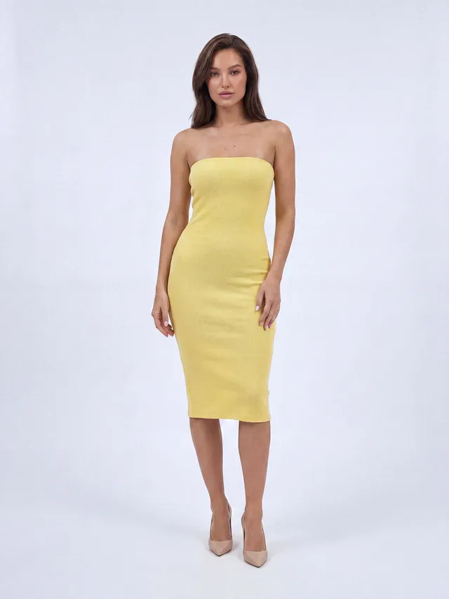 Nudyess Melrose sukienka mini tuba Yellow bawełna