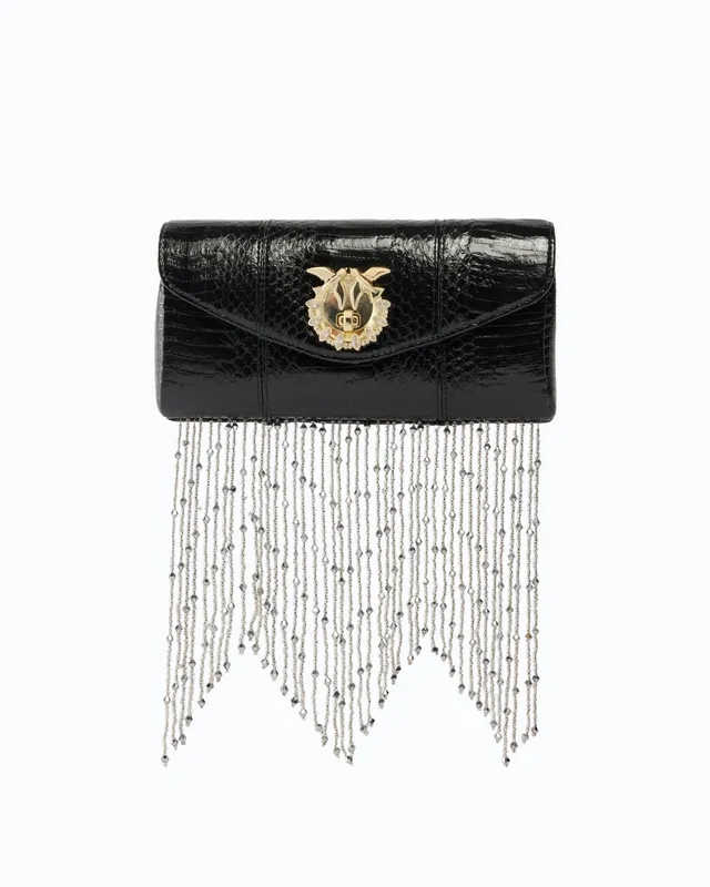 Pinko Love Bag Clutch kopertówka skóra ayers frędzle
