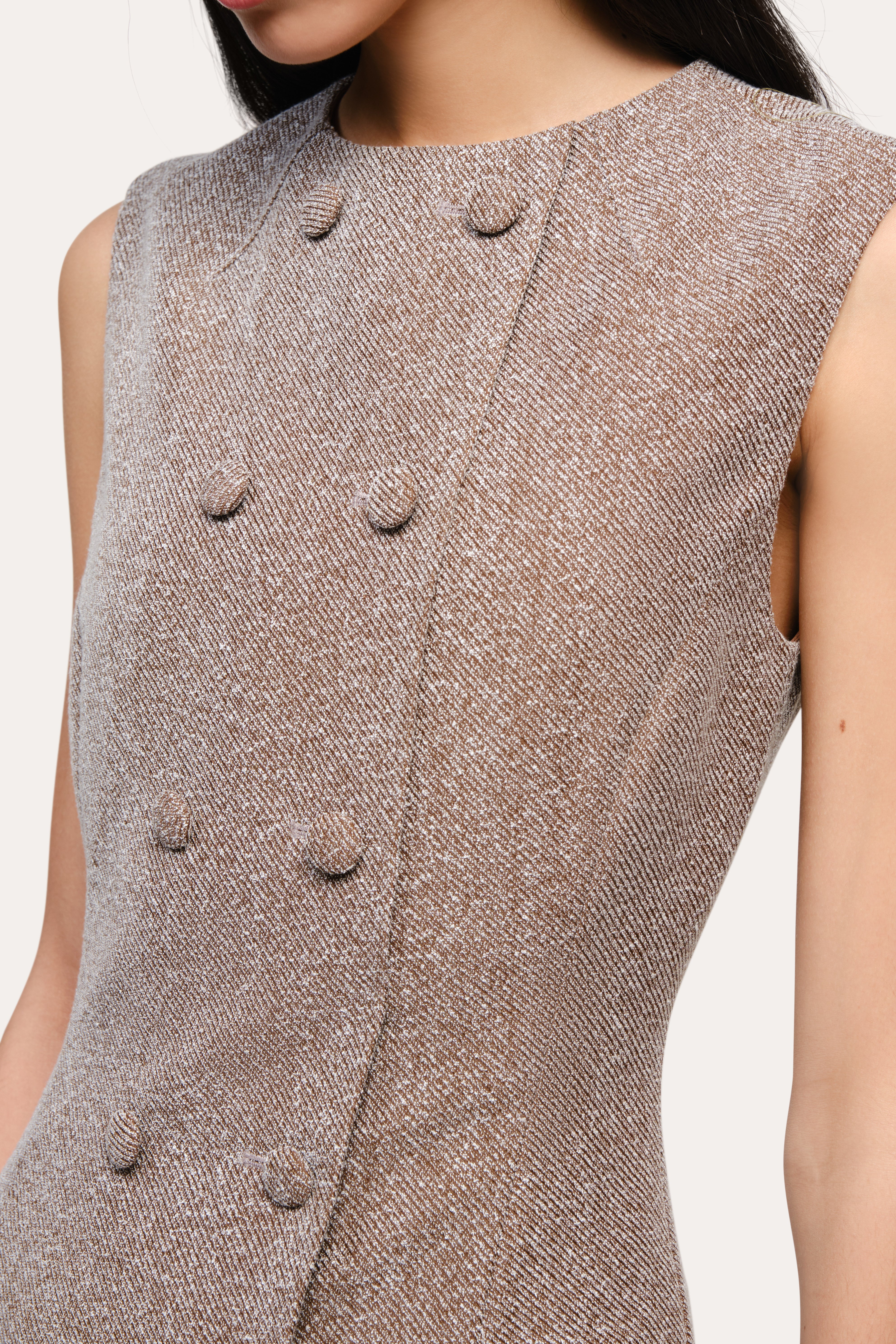 Elie Tahari Cécile sukienka mini Brown Melange bouclé