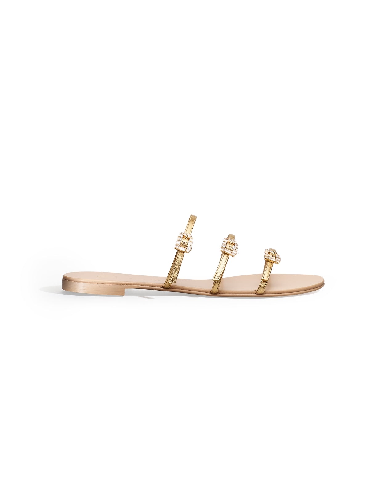 Temperley London Eclipse Flat sandały złote skórzane