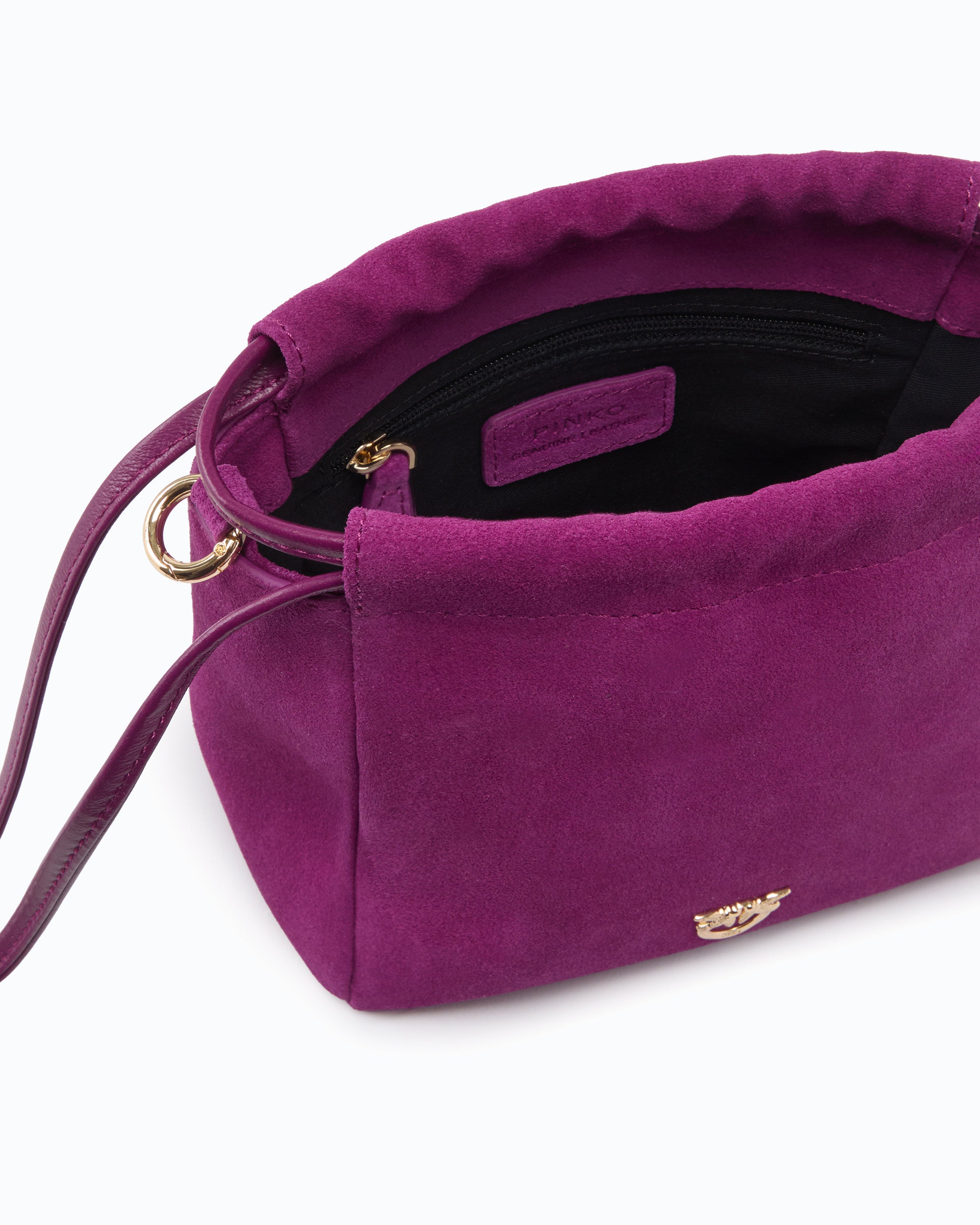 Pinko Pouch Flower torebka zamszowa U z kwiatem