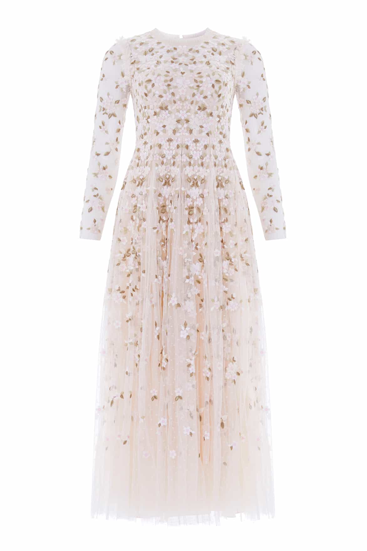 Needle & Thread Camellia Ditsy Ankle Gown sukienka cream haftowana