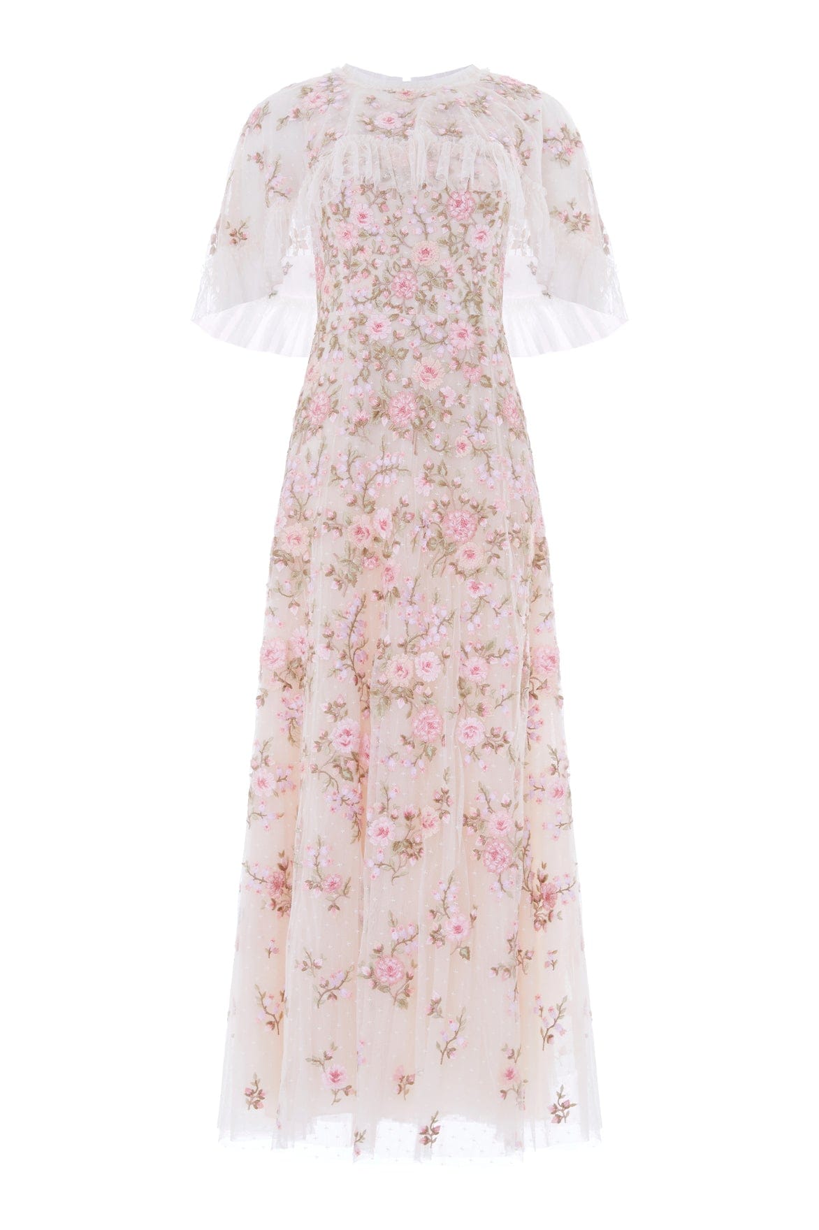 Needle & Thread Eden Rose Cape Ankle Gown suknia Cream haft