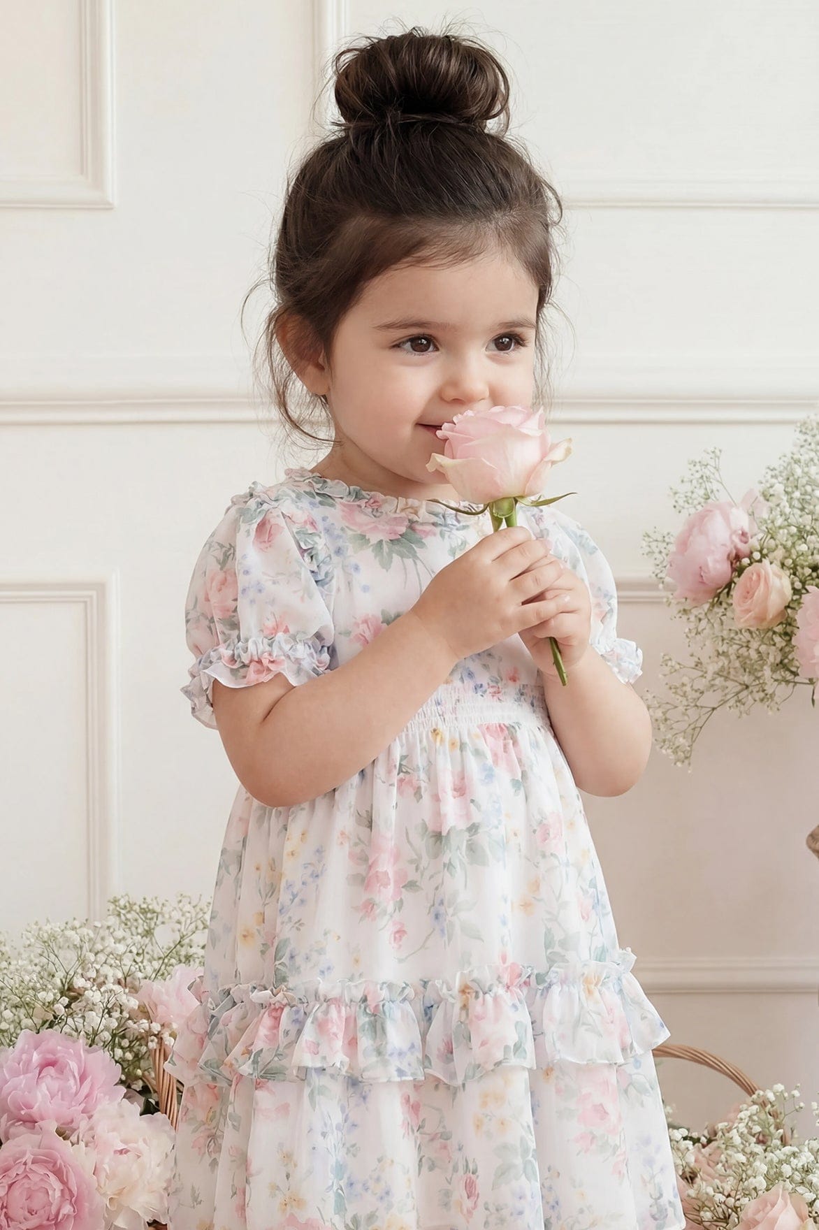 Needle & Thread Pompadour Garden sukienka niemowlęca z bloomersami