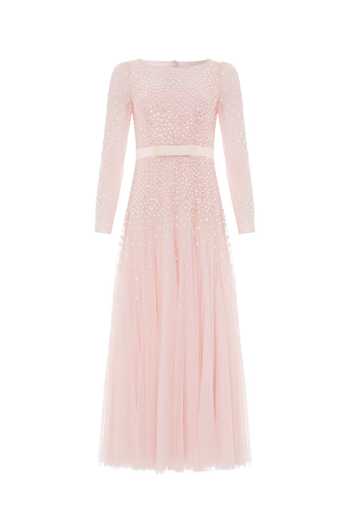 Needle & Thread Sequin Cascade Gown sukienka różowa kokarda