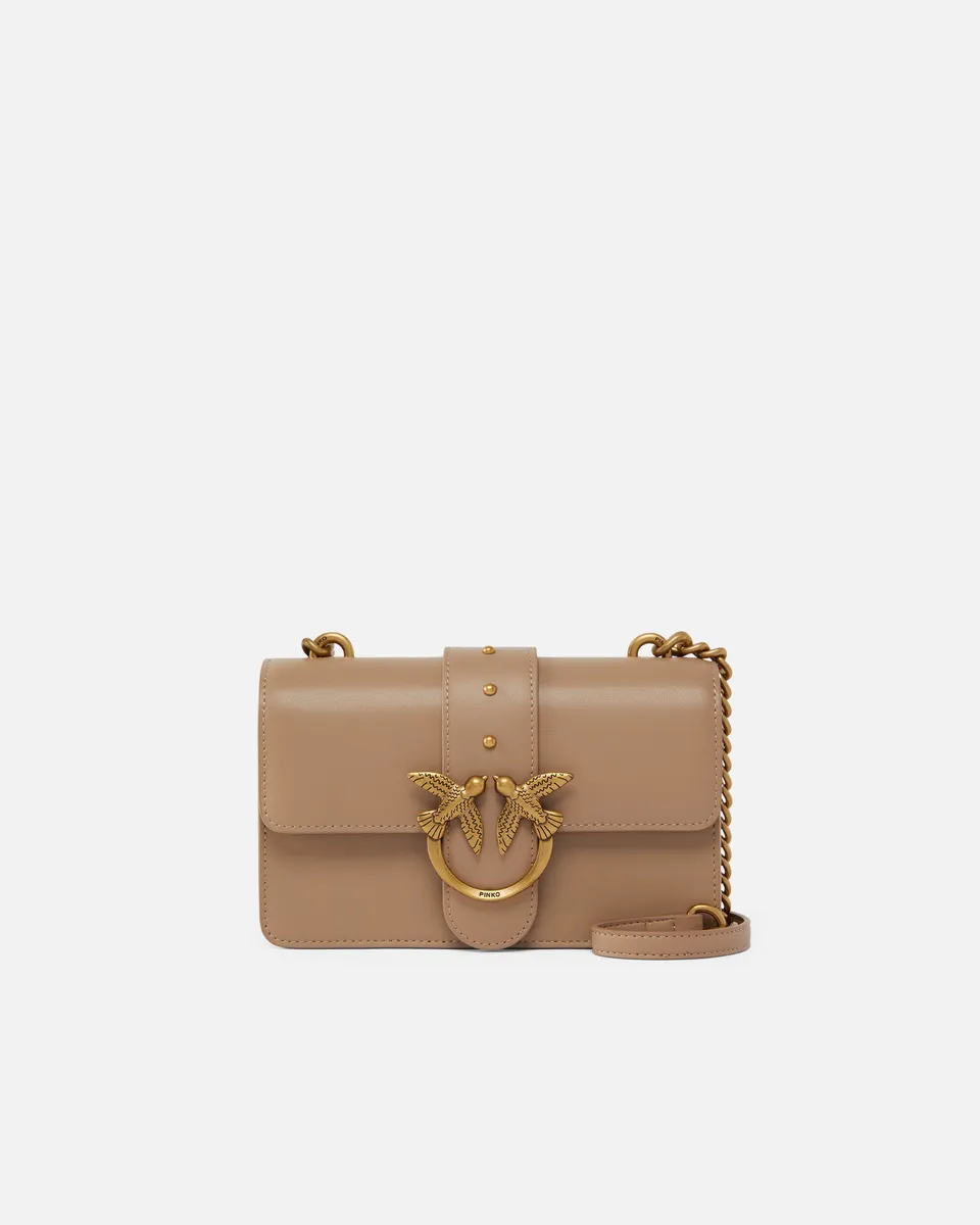 Pinko Mini Love Bag One Simply torebka brązowa skórzana