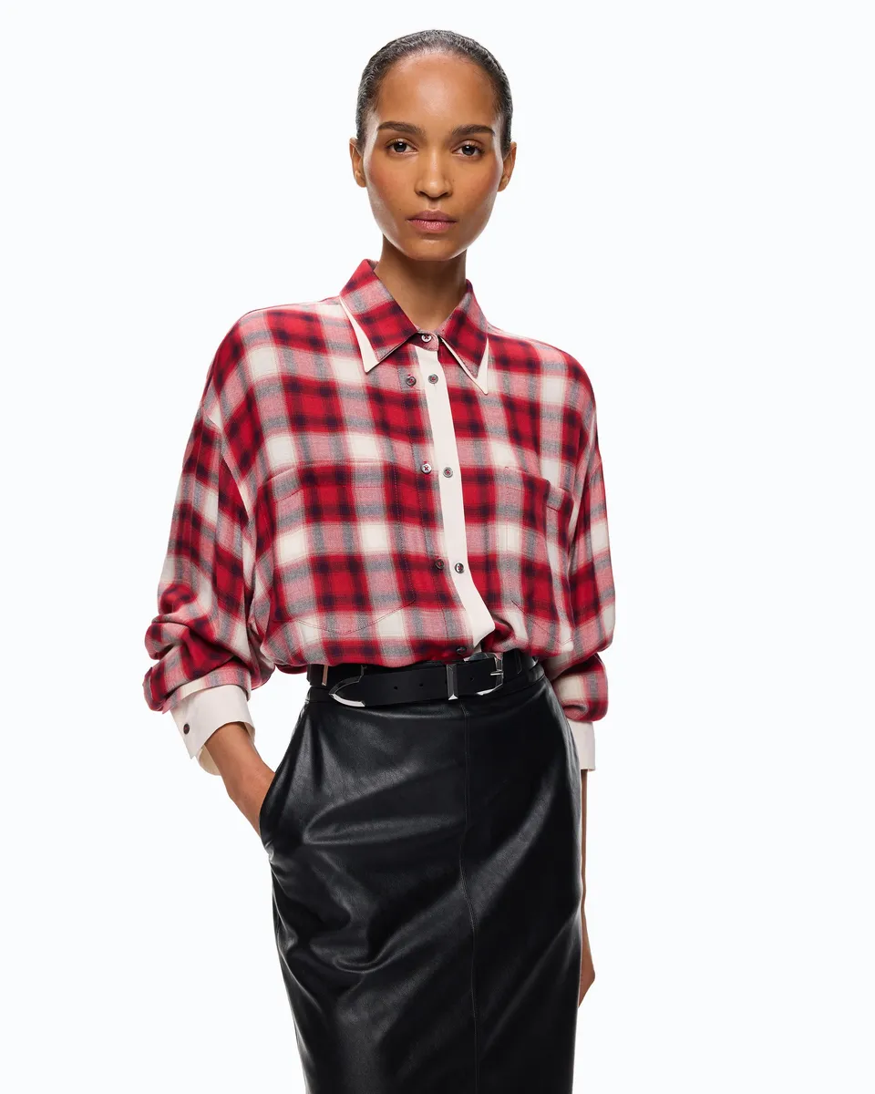 Pinko Clivia Shirt koszula czarna w kratkę
