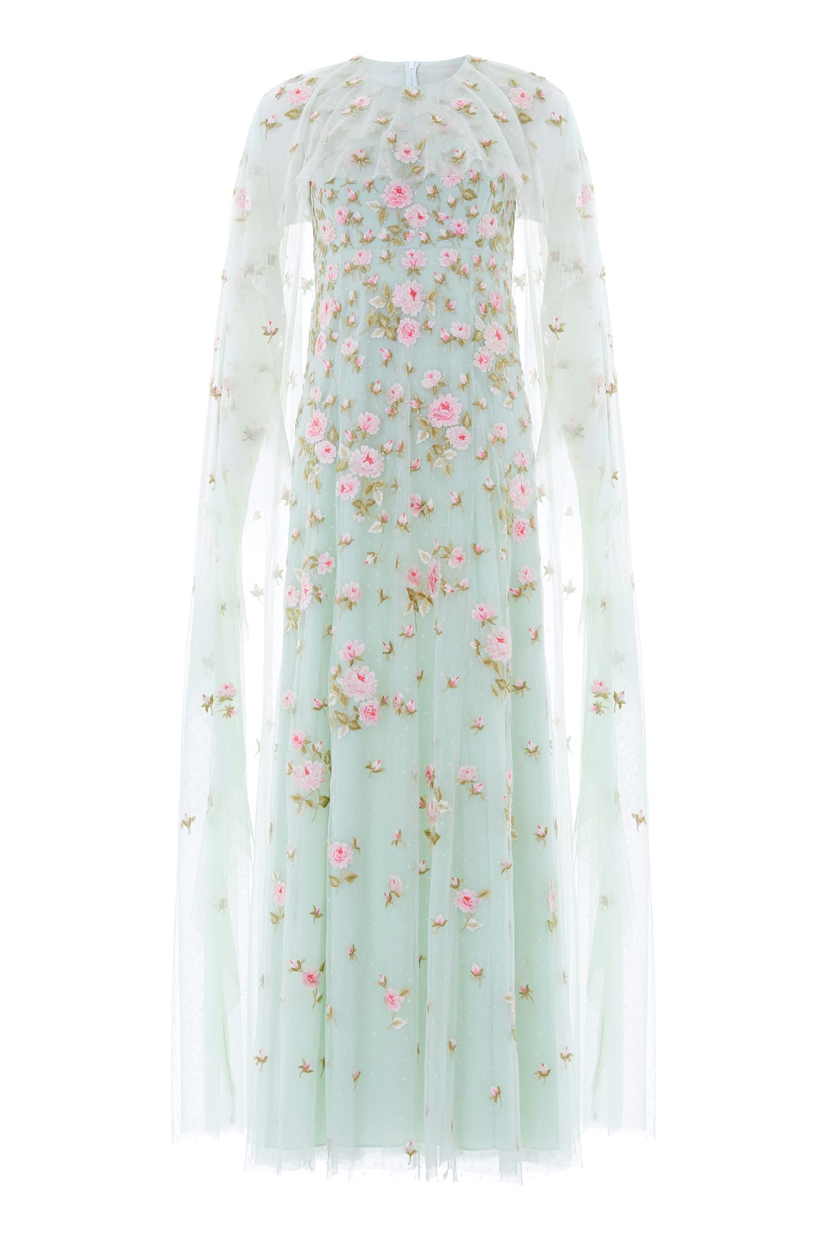 Needle & Thread Rose Bloom Cape Gown suknia zielona haft