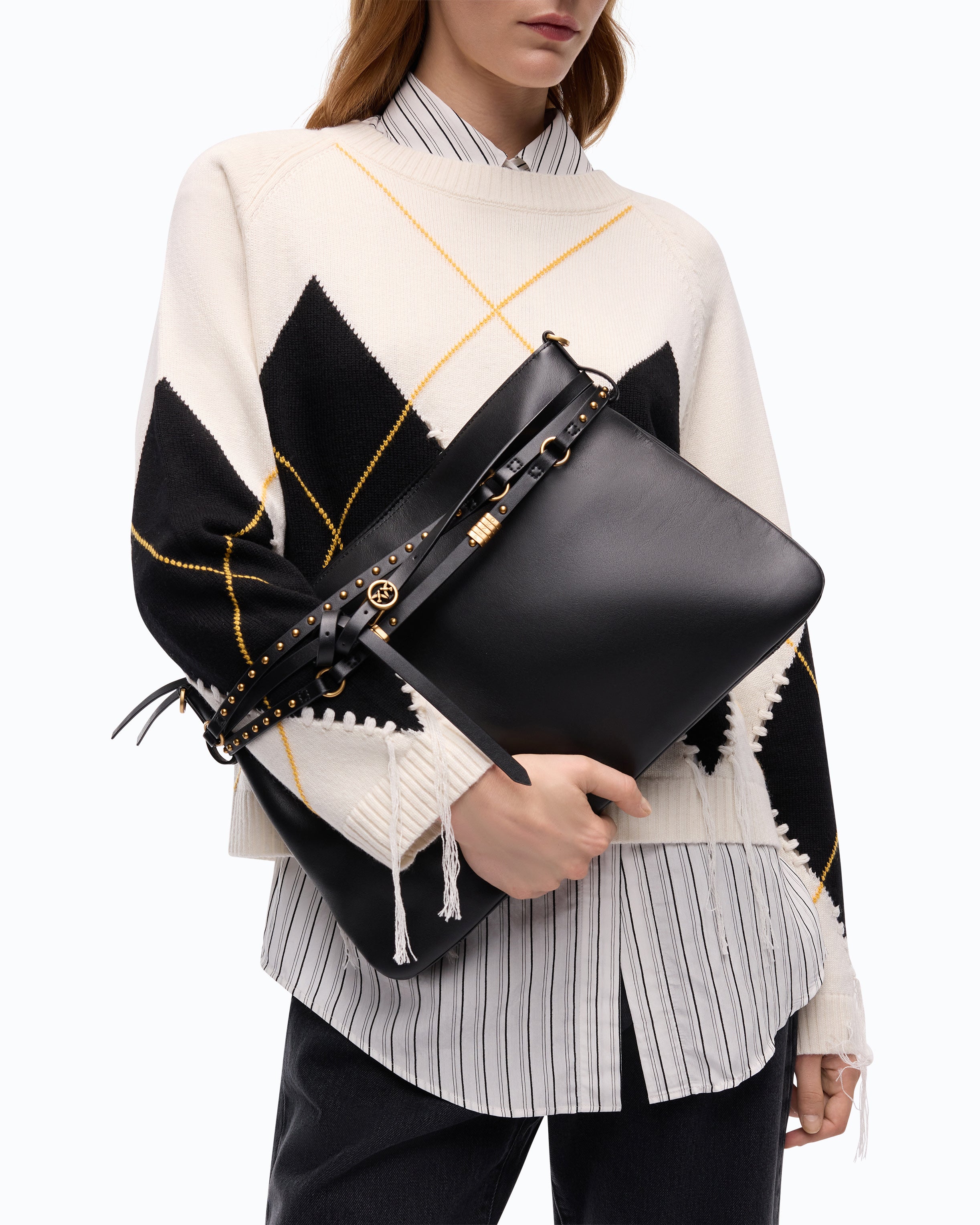 Pinko Belt Bag Big torba skórzana czarna crossbody