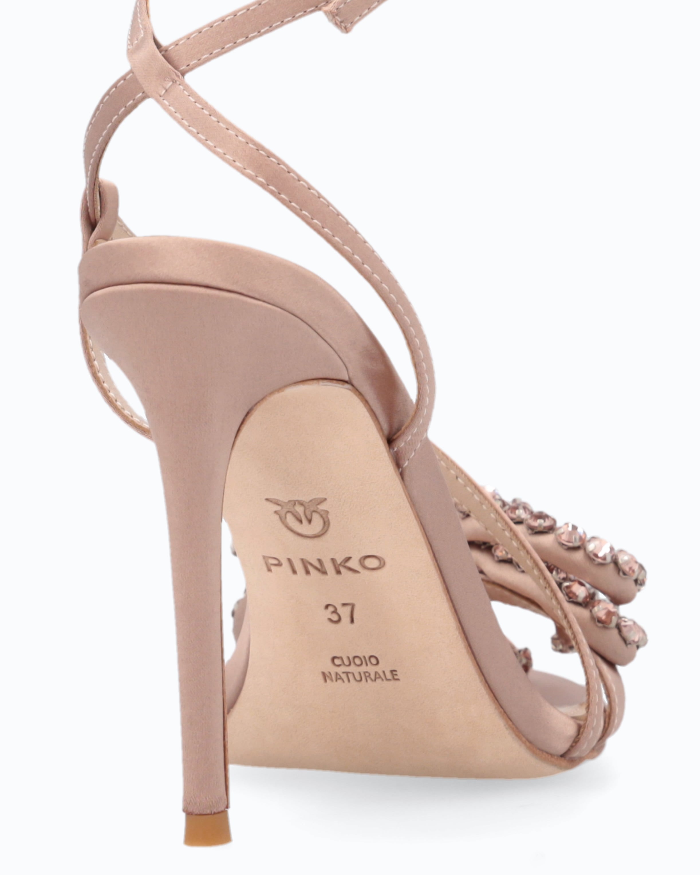 Pinko Calila 11 sandały różowe atłasowe 10,5 cm