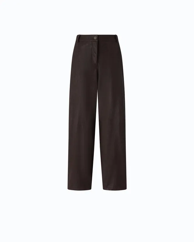 Pinko Barolo Pants spodnie proste brązowe nubuk