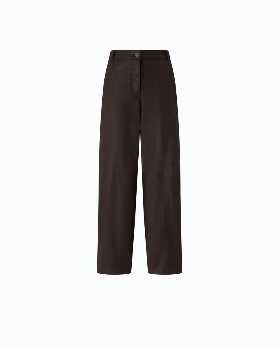 Pinko Barolo Pants spodnie proste brązowe nubuk