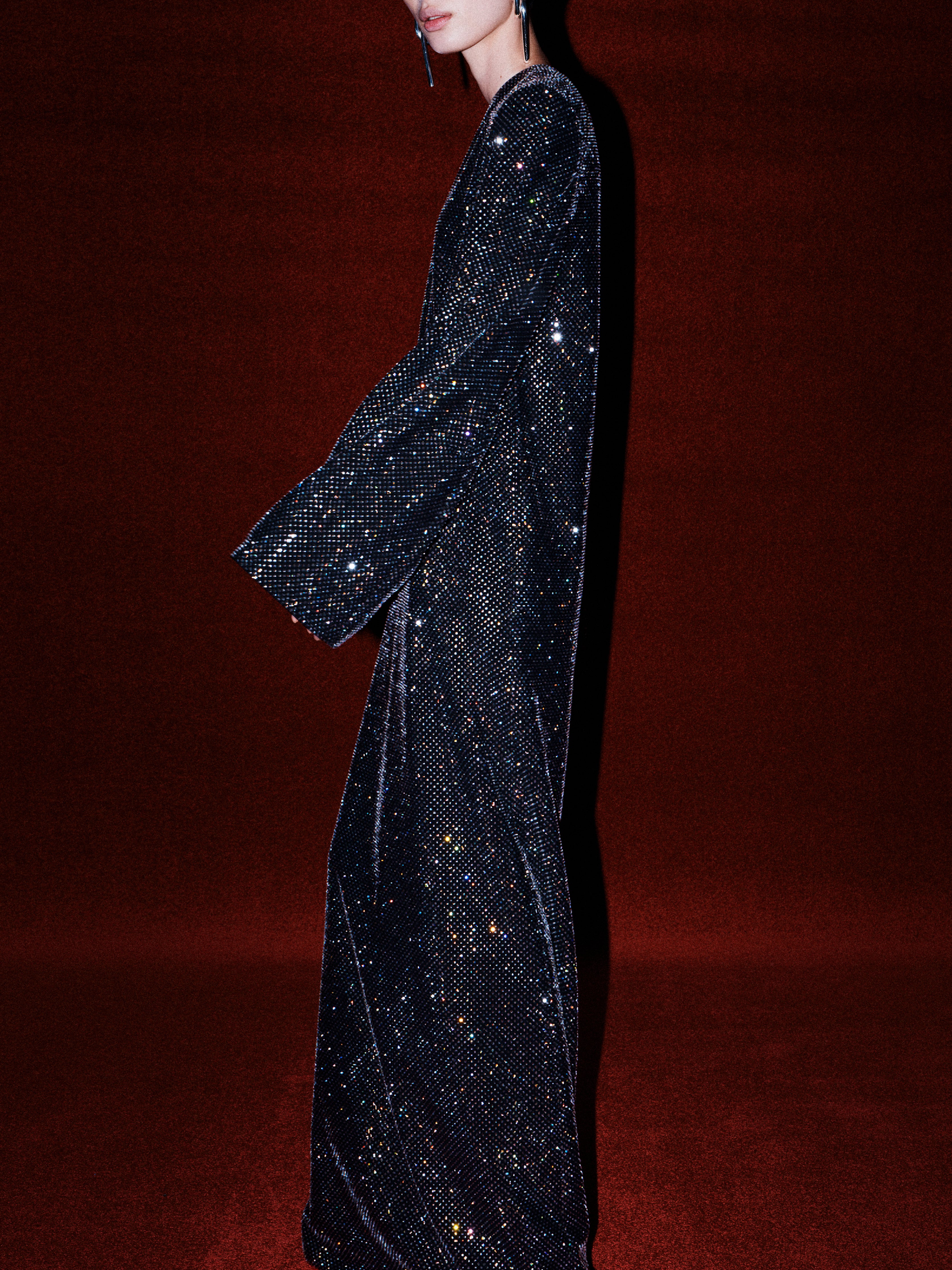 Solace London The Delano Maxi sukienka czarna kaftan