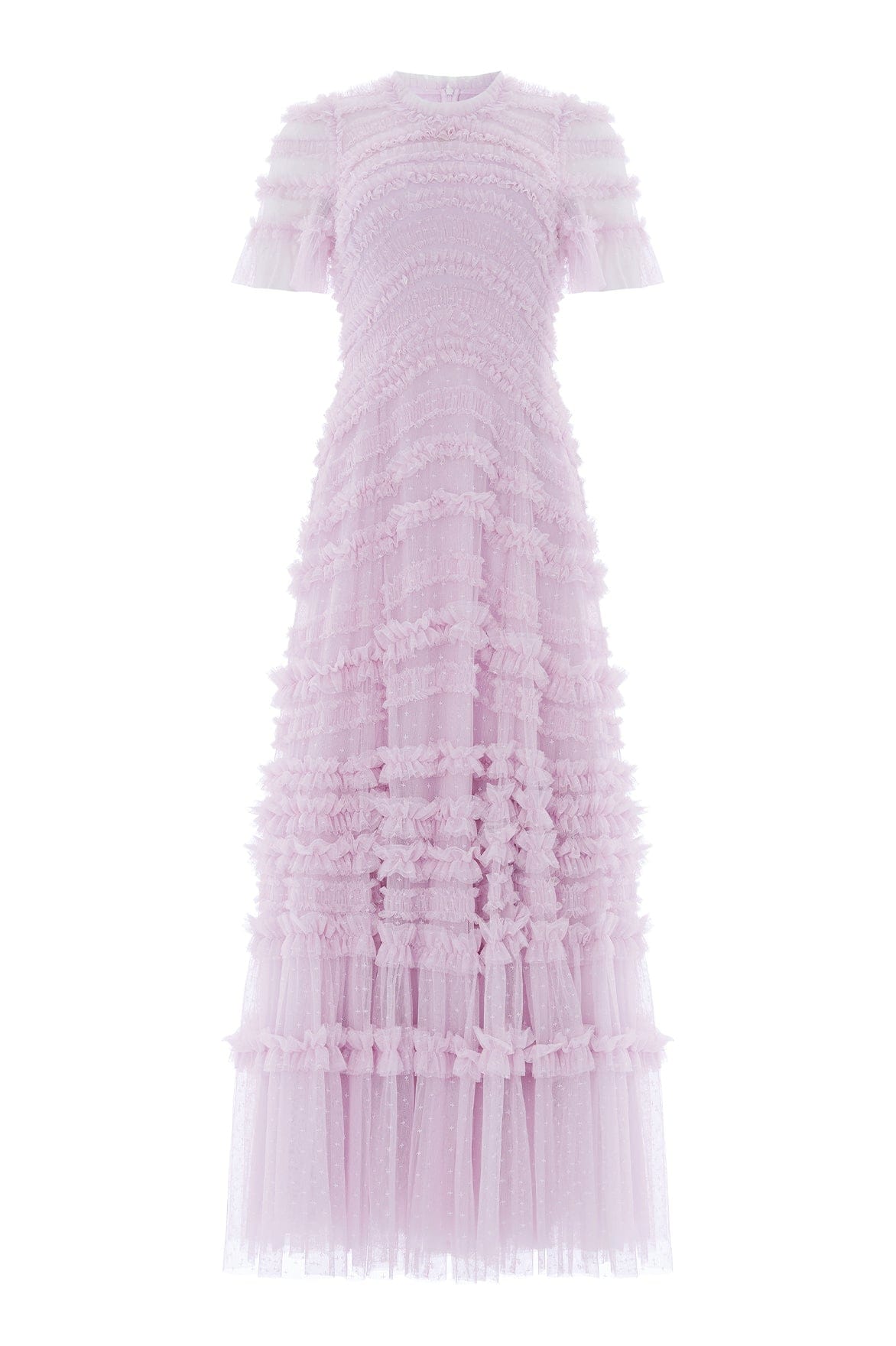 Needle & Thread Amara Round Neck Ruffle suknia liliowa