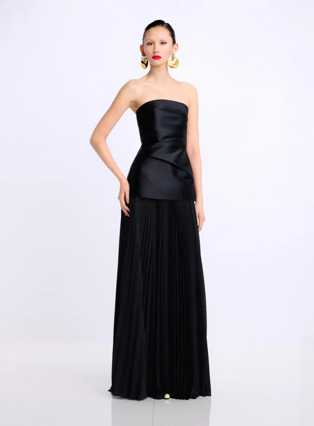 SOLACE LONDON Claudette Maxi sukienka wieczorowa czarna plisowana