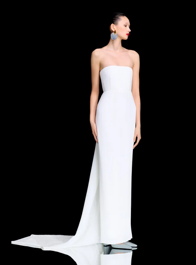 Solace London Harlee Maxi sukienka kremowa plisowana