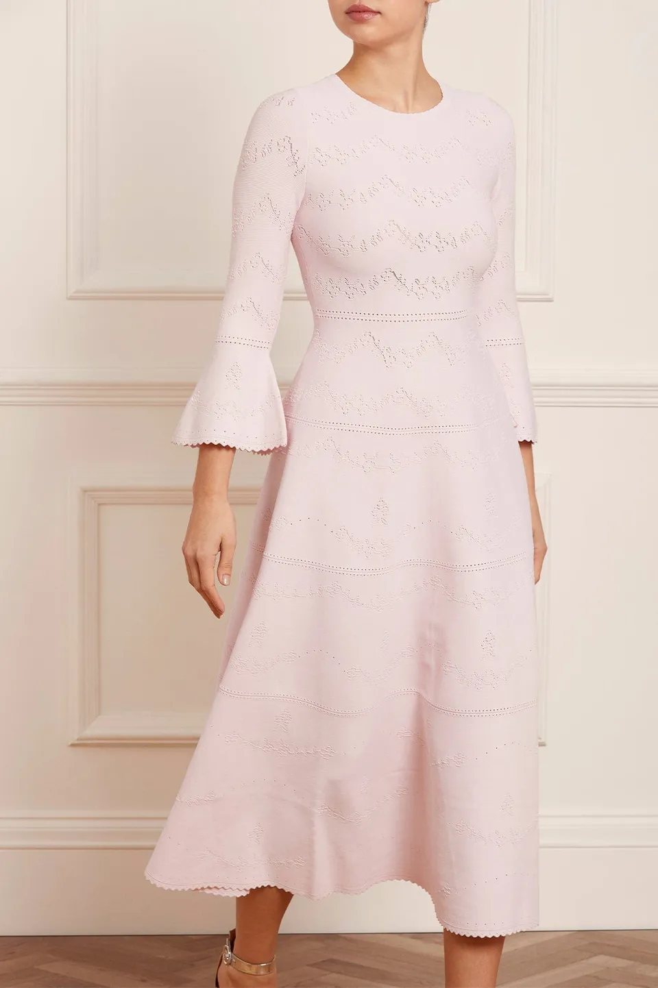 Needle & Thread Pretty Pointelle Knit Ankle Gown sukienka różowa dzianinowa