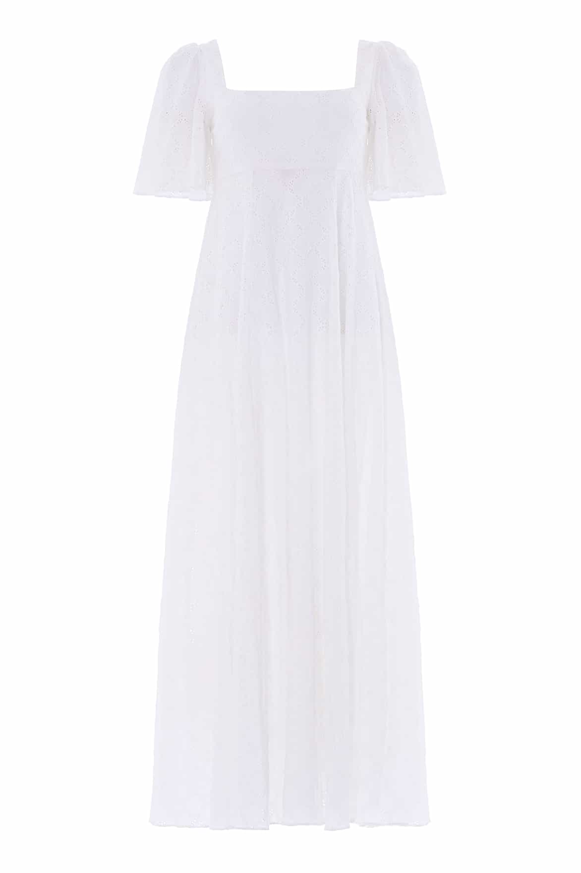 Needle & Thread Marisol Broderie Gown sukienka biała bawełniana