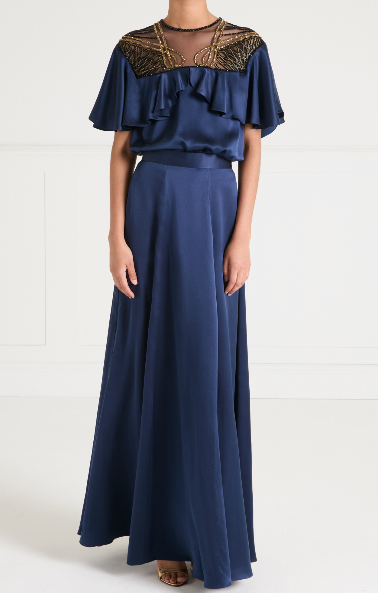 Temperley London Amerie spódnica satynowa szafirowa