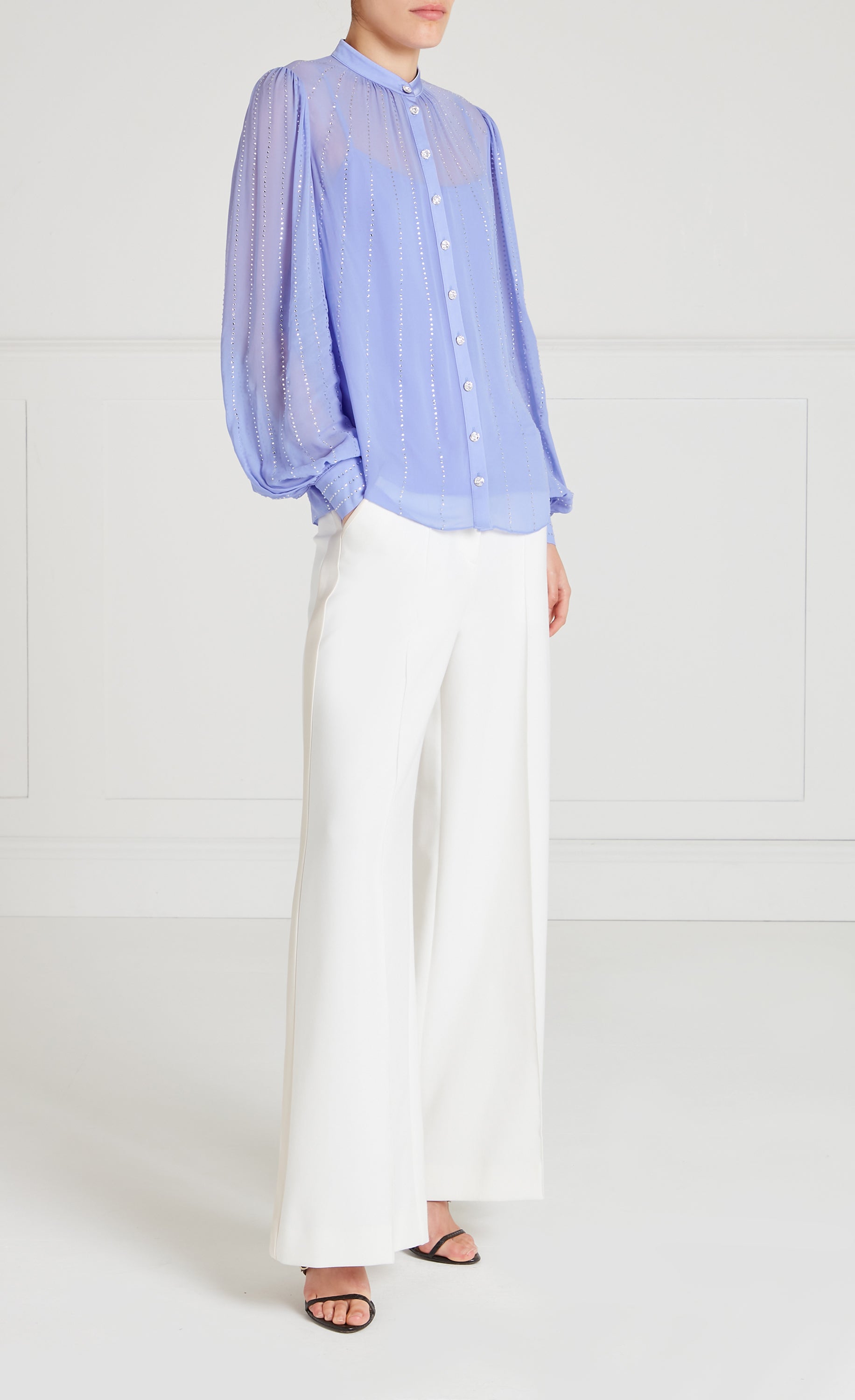 Temperley London Villanelle Shirt koszula Lavender Blue cyrkonie