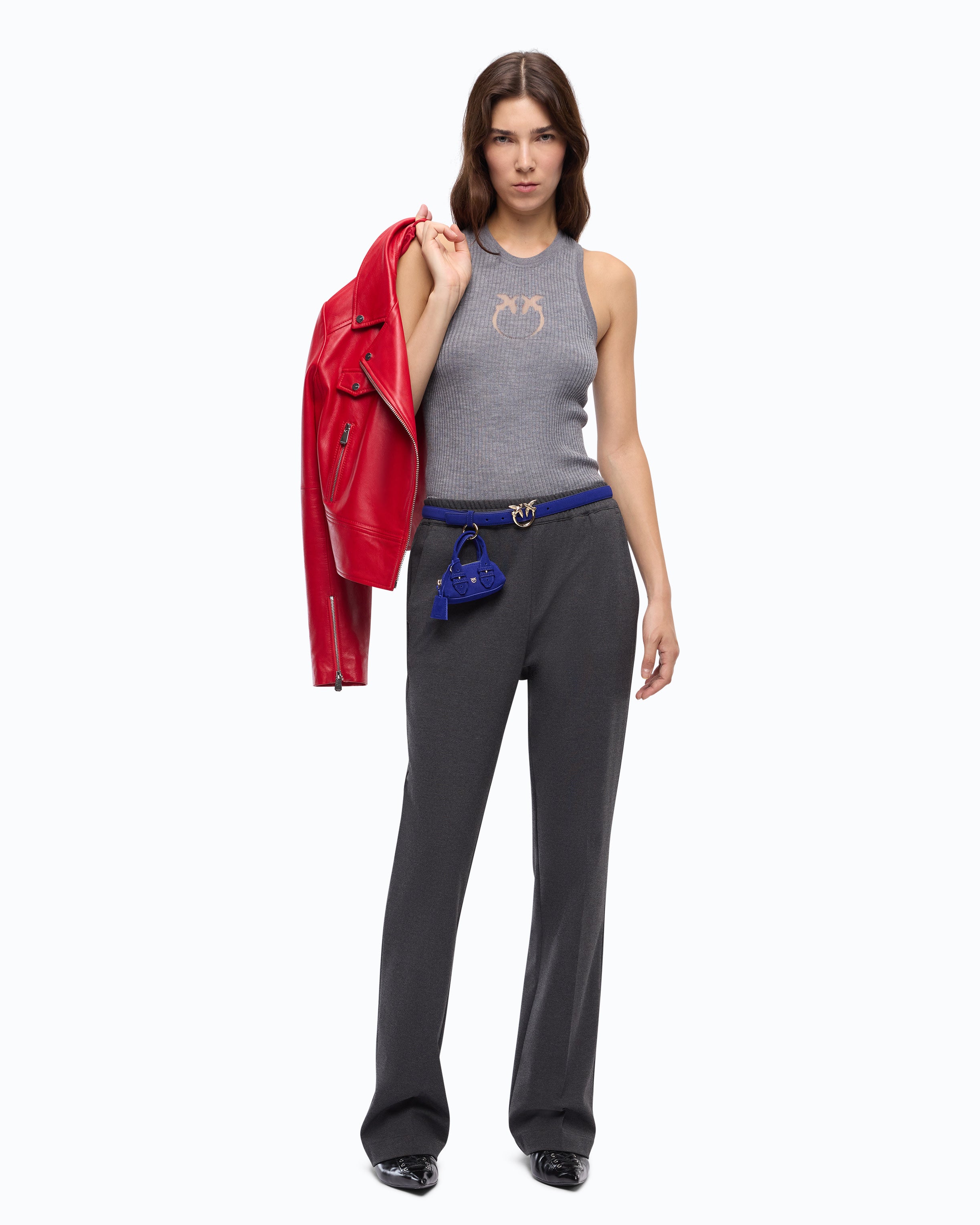 Pinko Newcastle Tank Top top szary wełna merynosów