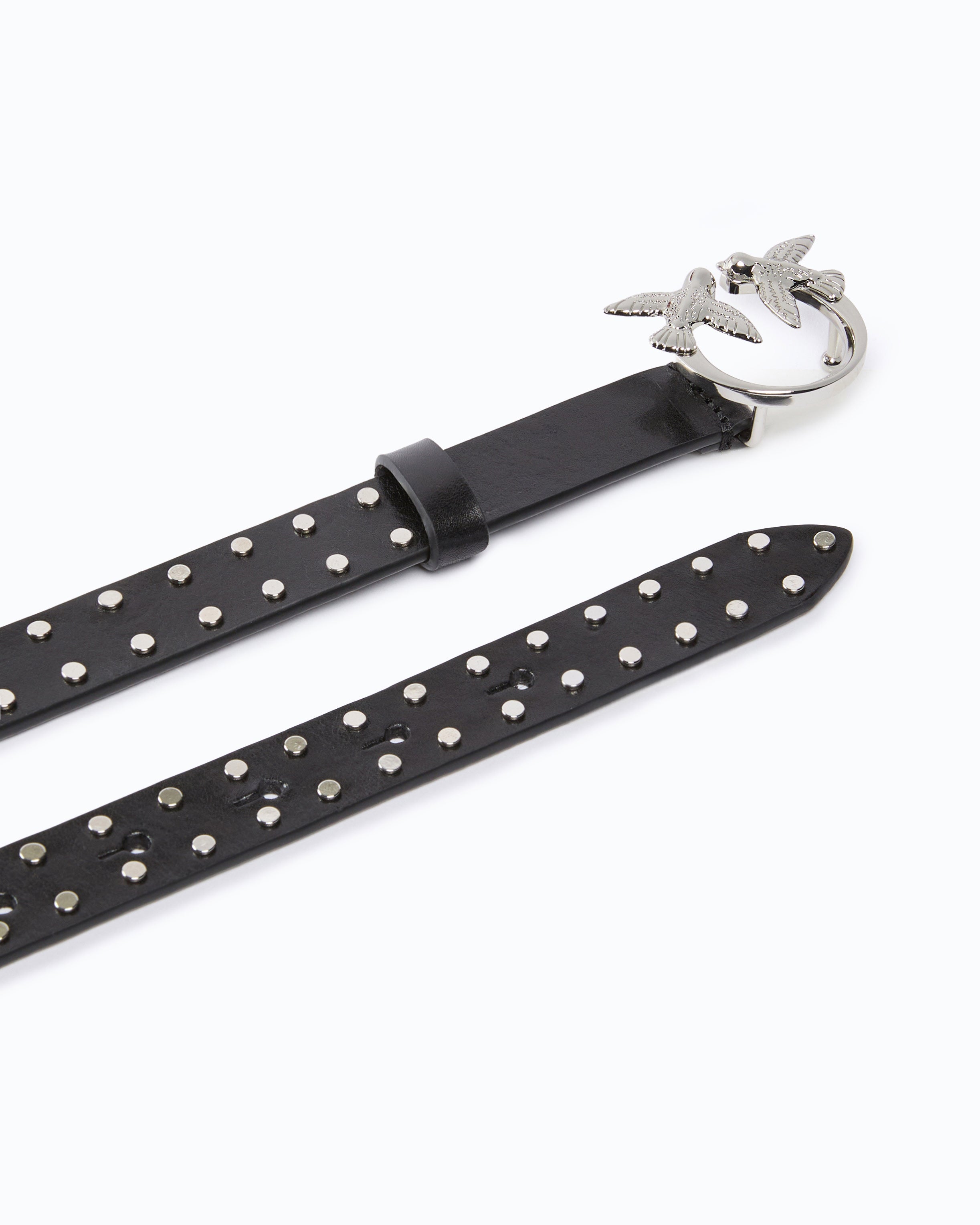 Pinko Low Love Belt pasek czarny skóra 2 cm