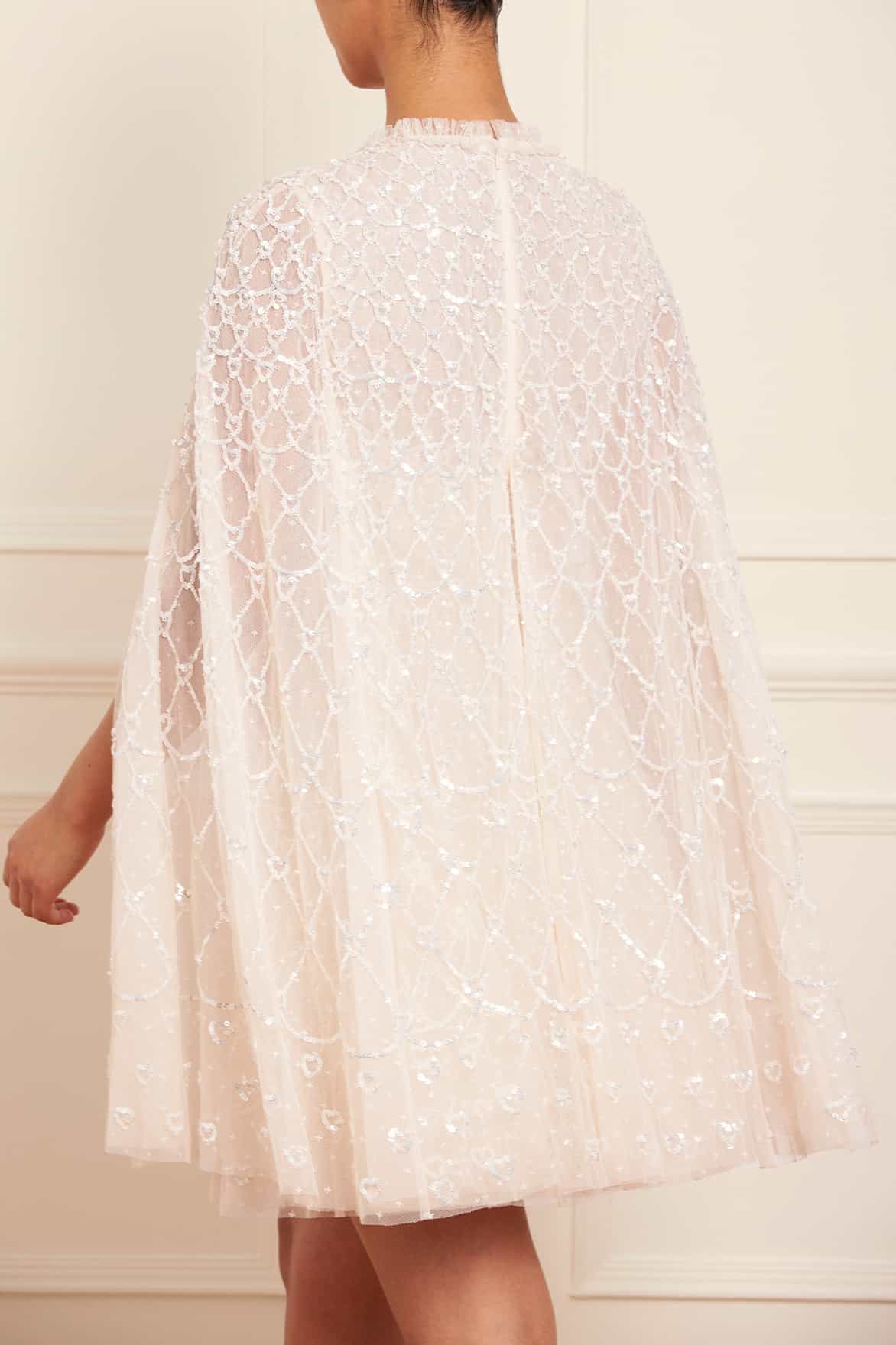 Needle & Thread Heart Lattice Mini Dress sukienka kremowa mini
