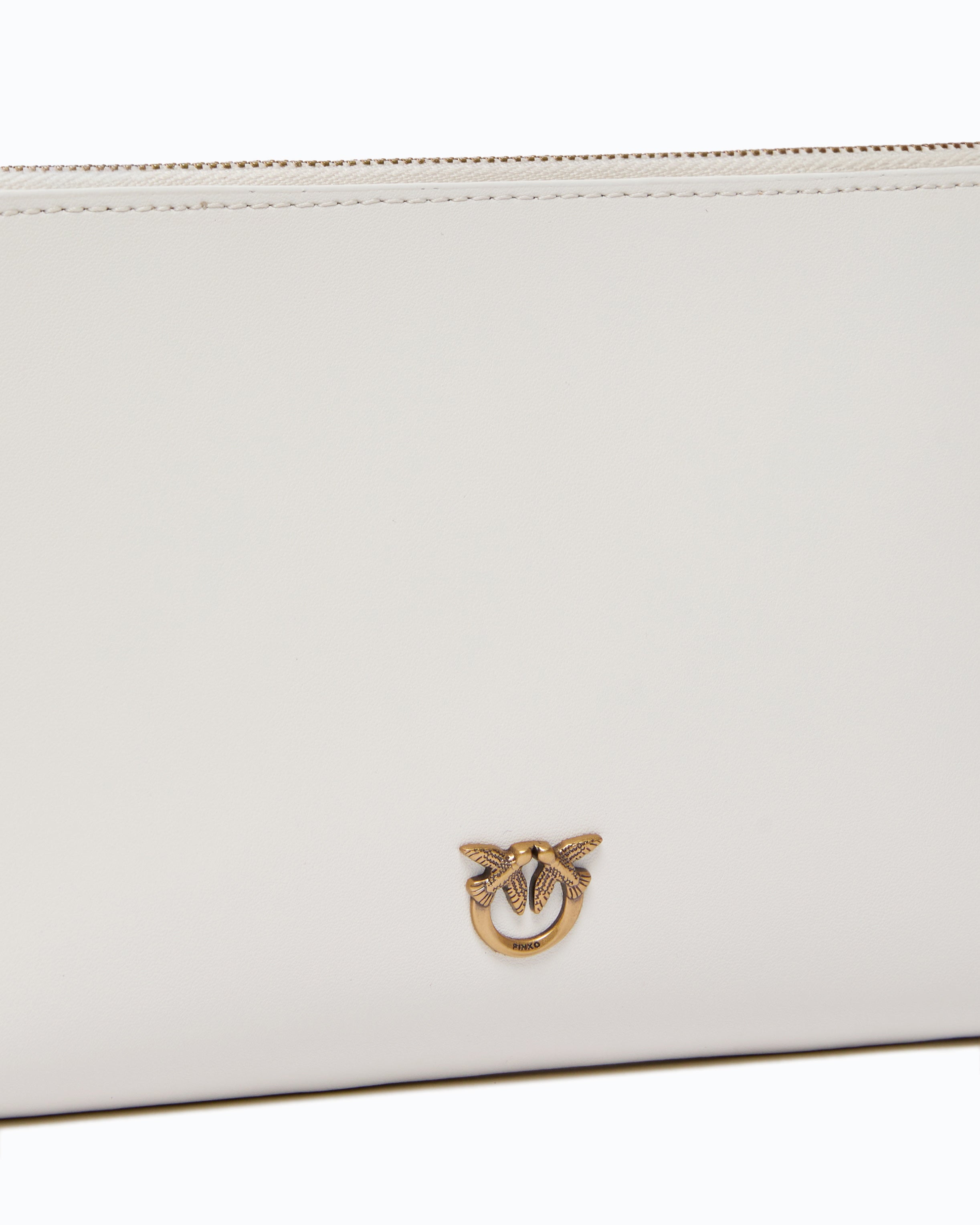Pinko Flat Horizontal Mini kopertówka skórzana biała