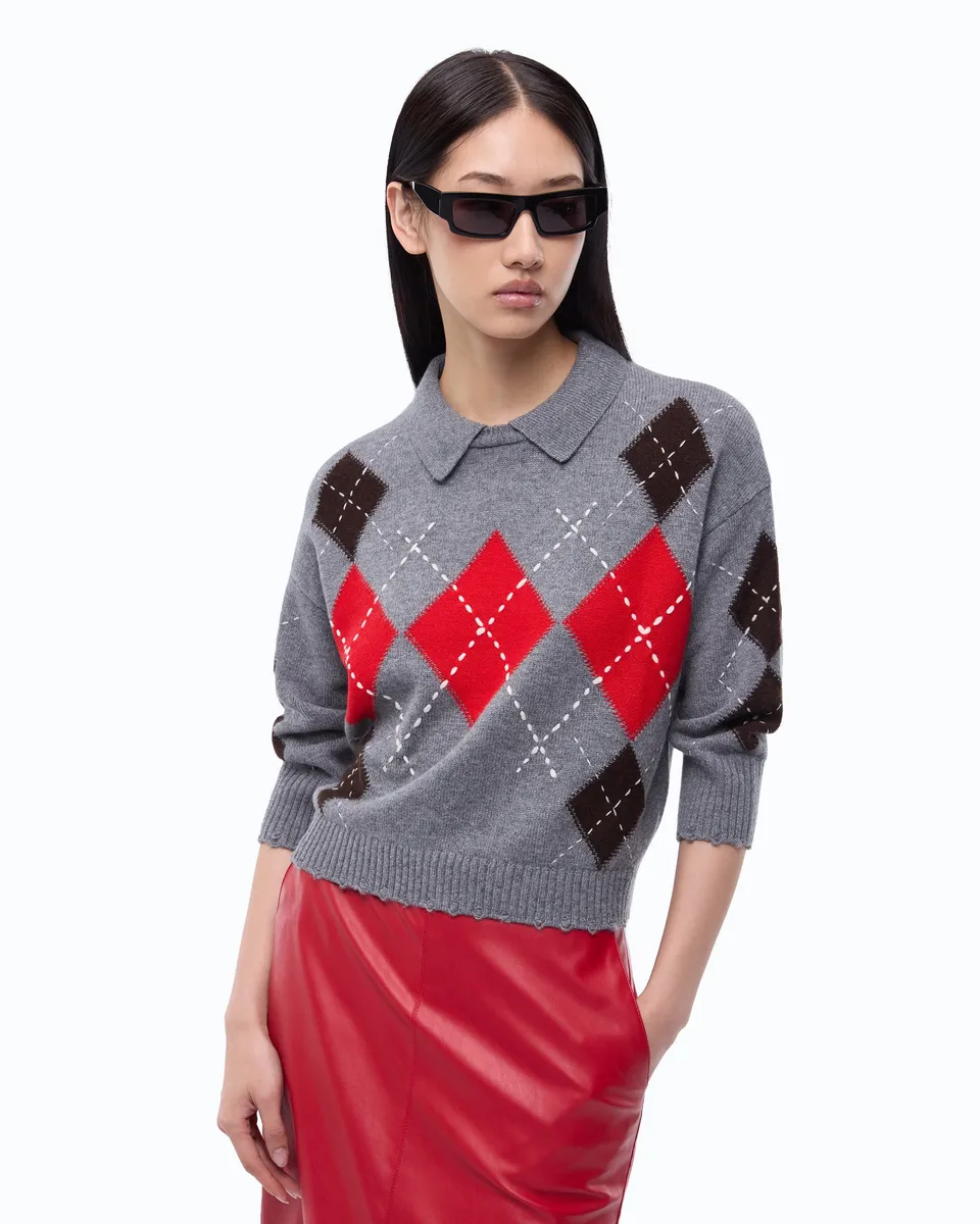 Pinko Cork sweter w romby wełna kaszmir