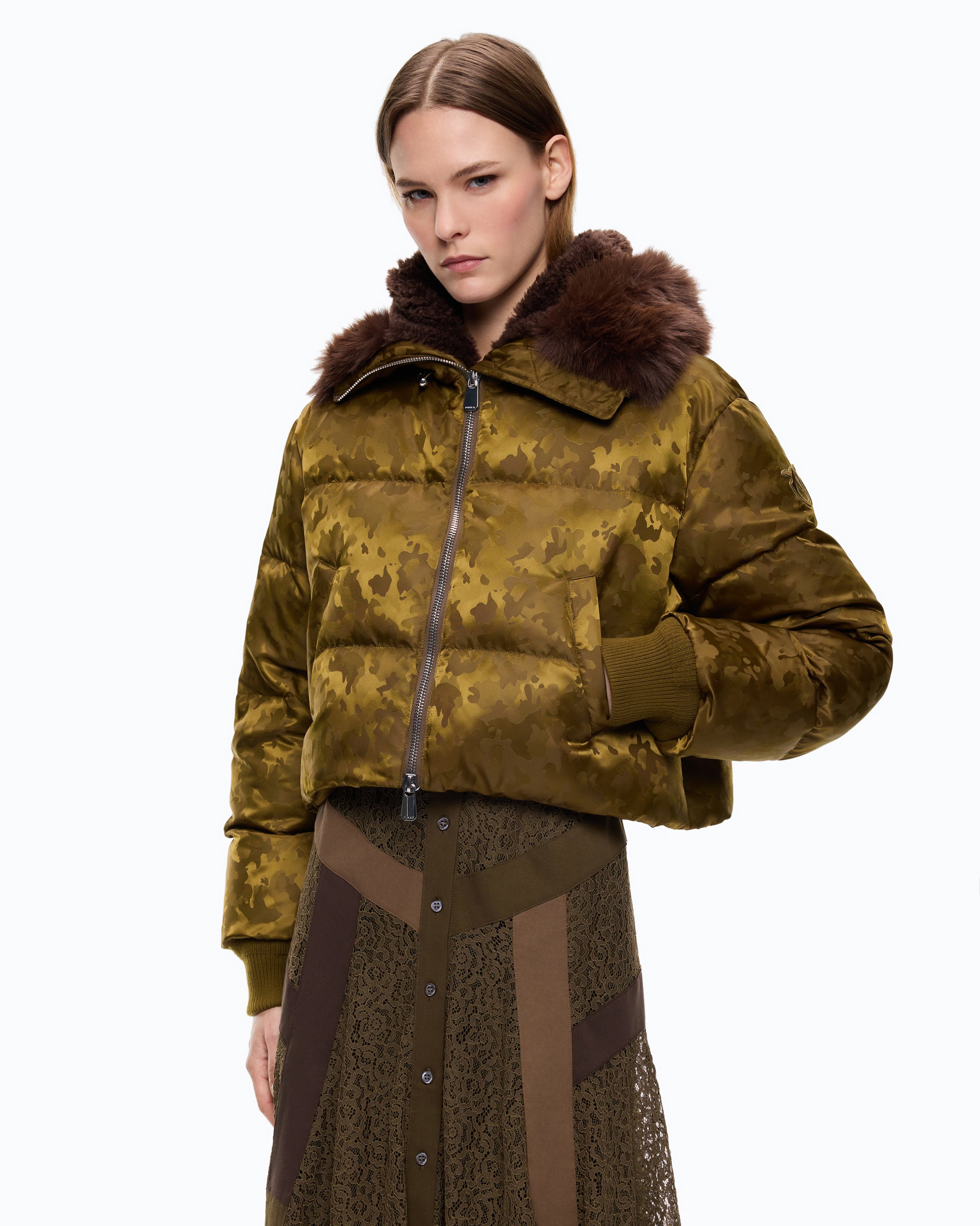 Pinko Piastraia Padded Jacket kurtka puchowa moro