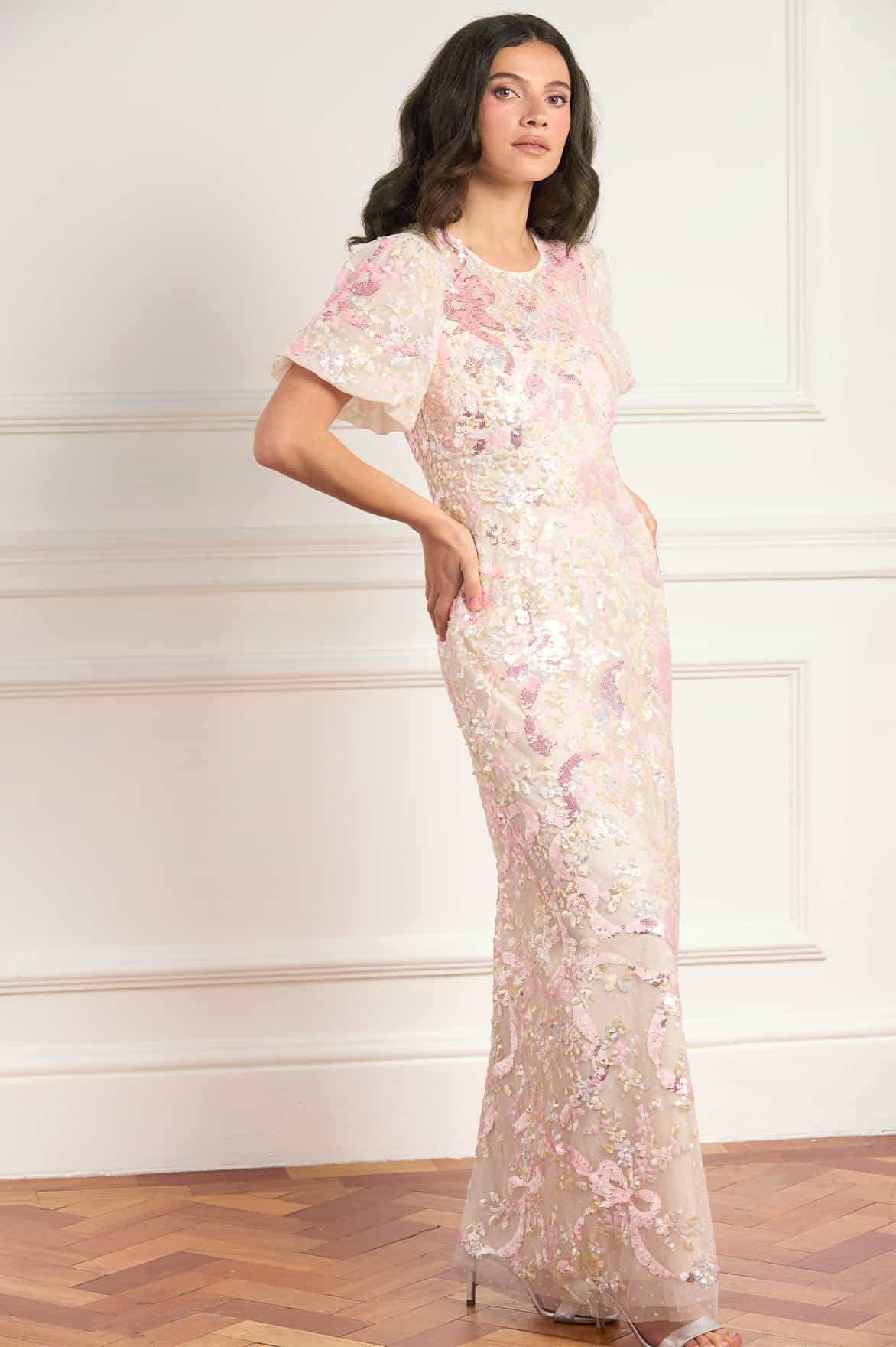 Needle & Thread Dancing Ribbon Gown sukienka cekinowa maxi