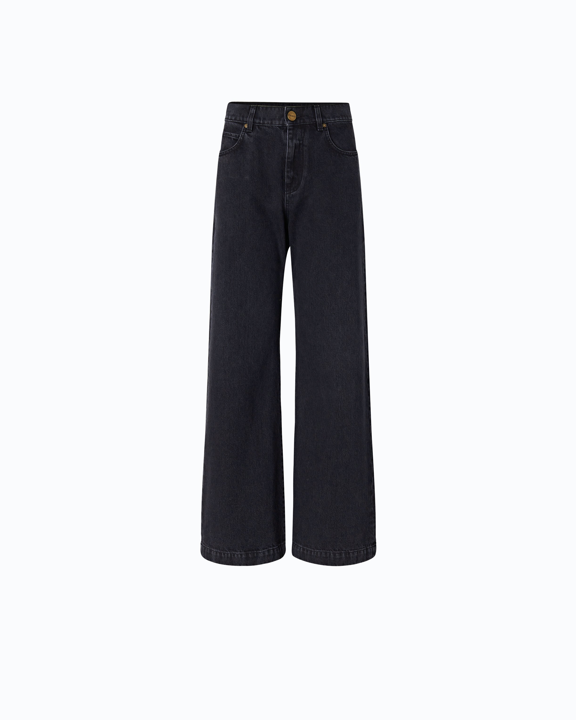 Pinko Wanda Waist Down Wide Leg jeansy czarne wide leg