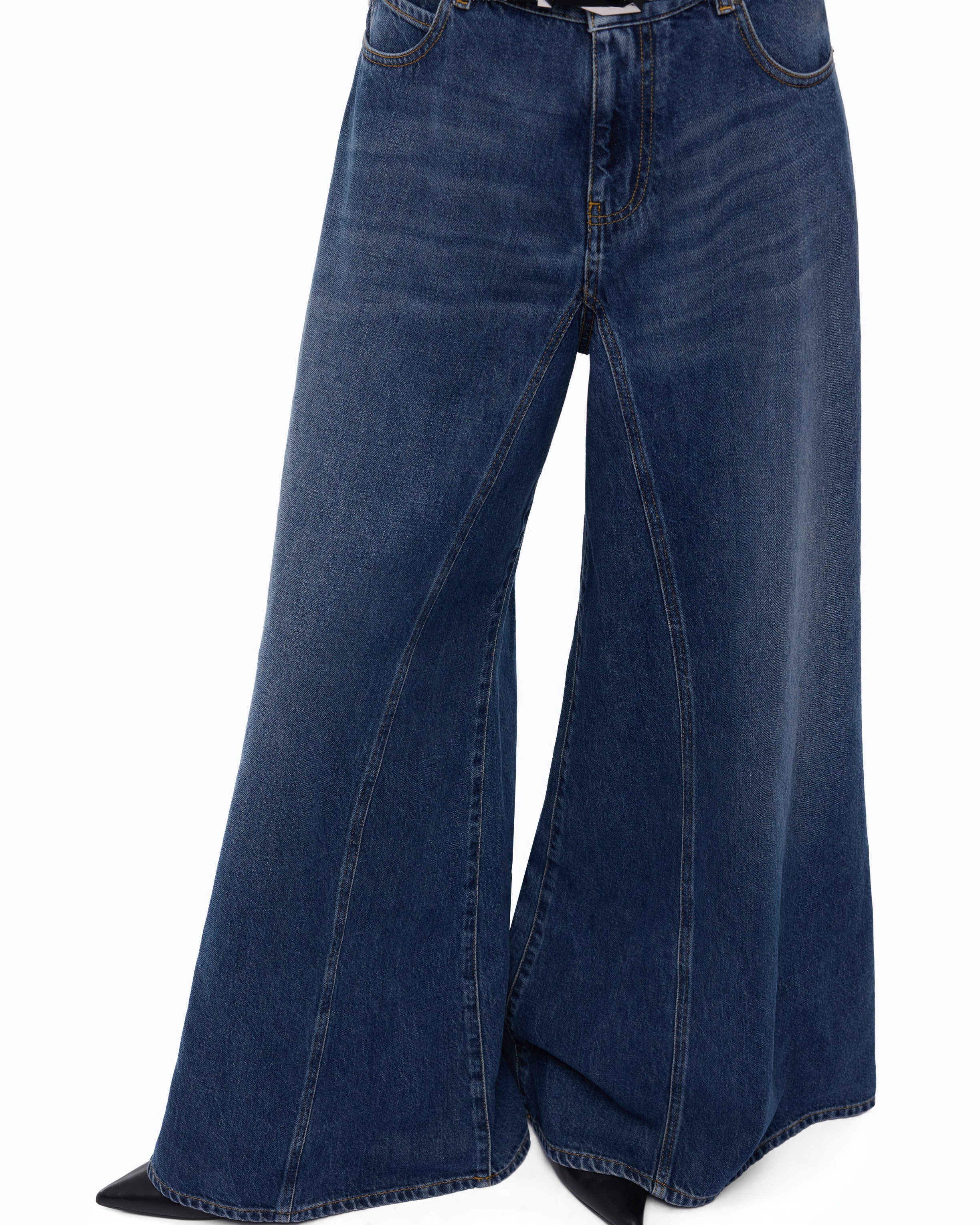 Pinko Winona Wide Leg jeansy szerokie niebieskie vintage