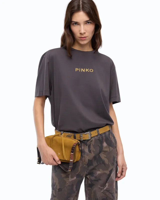 Pinko Strepitoso Too Glam To Give A Damn t-shirt z kryształkami